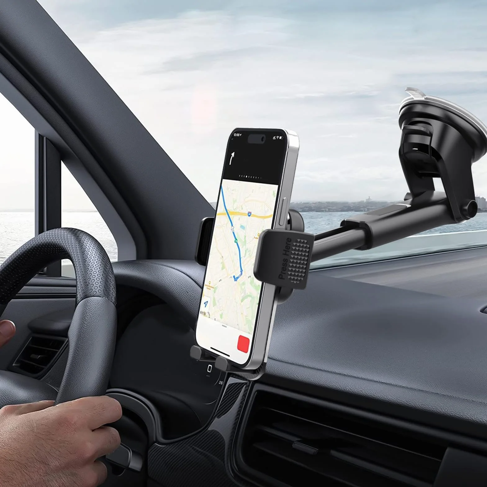 Generico per Telefono per Auto Regolabile, per cruscotto con, Rotazione a 360° con Presa sicura, Mobile per Automobile per Navigazione, Accessorio per Veicolo con Design