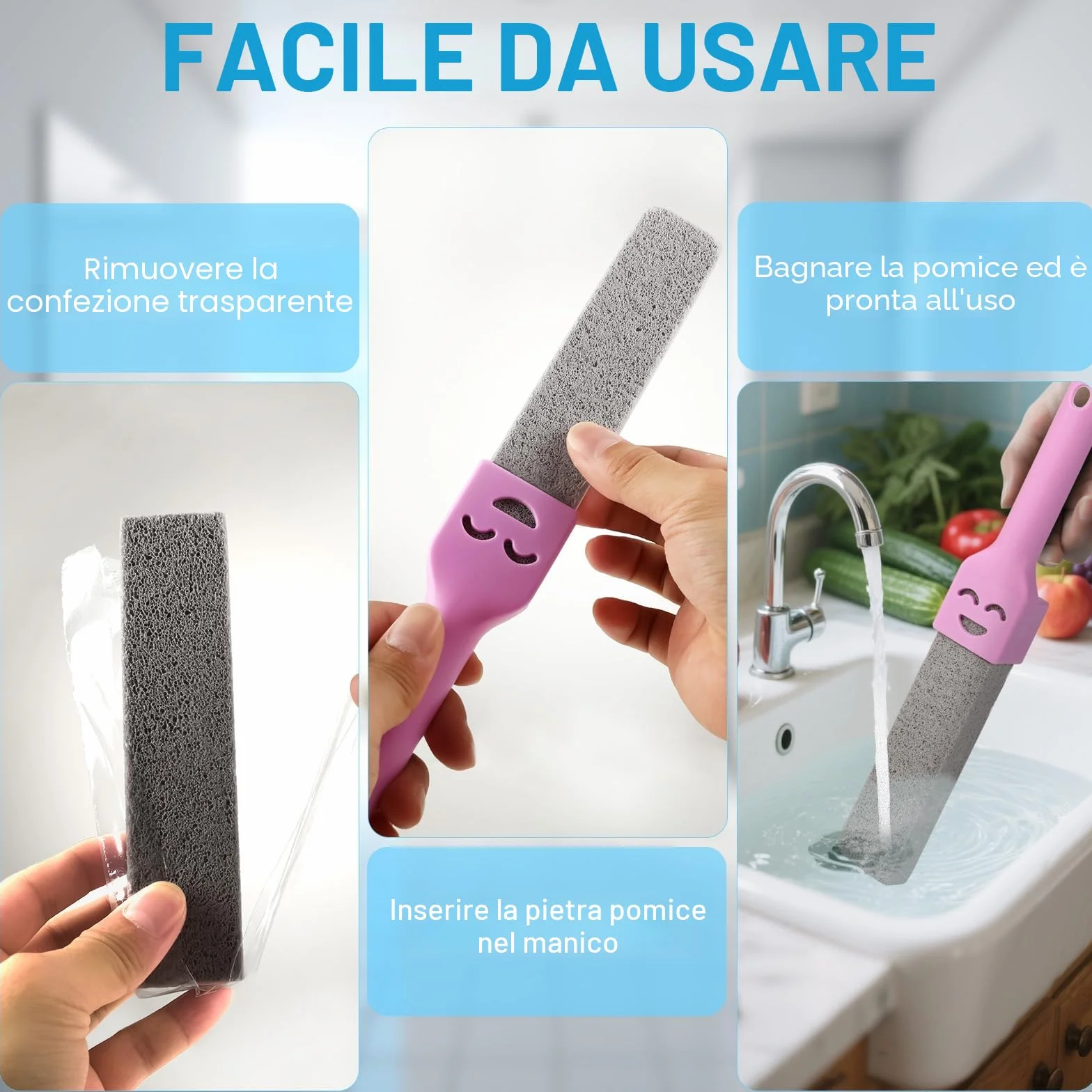 Pietra Pomice per WC 12 Pezzi con 3 Manici, Blocchi di Pomice per Pulizia WC e Ceramica