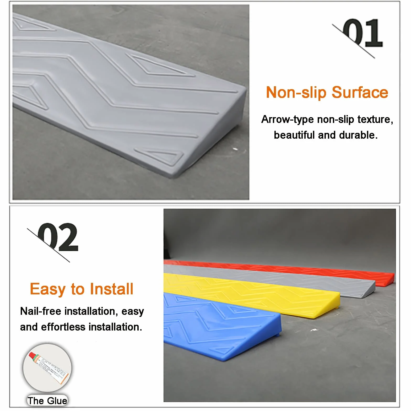 Rampe Portatili Per Gradini, Rampe Di Soglia Per Sedia A Rotelle Per Porte Da 2-6,5cm,Rampe Marciapiede Del Vialetto-Rampa Per Sedia A Rotelle Portatile In Plastica Leggera Per Tosaerba Da Marciapiede