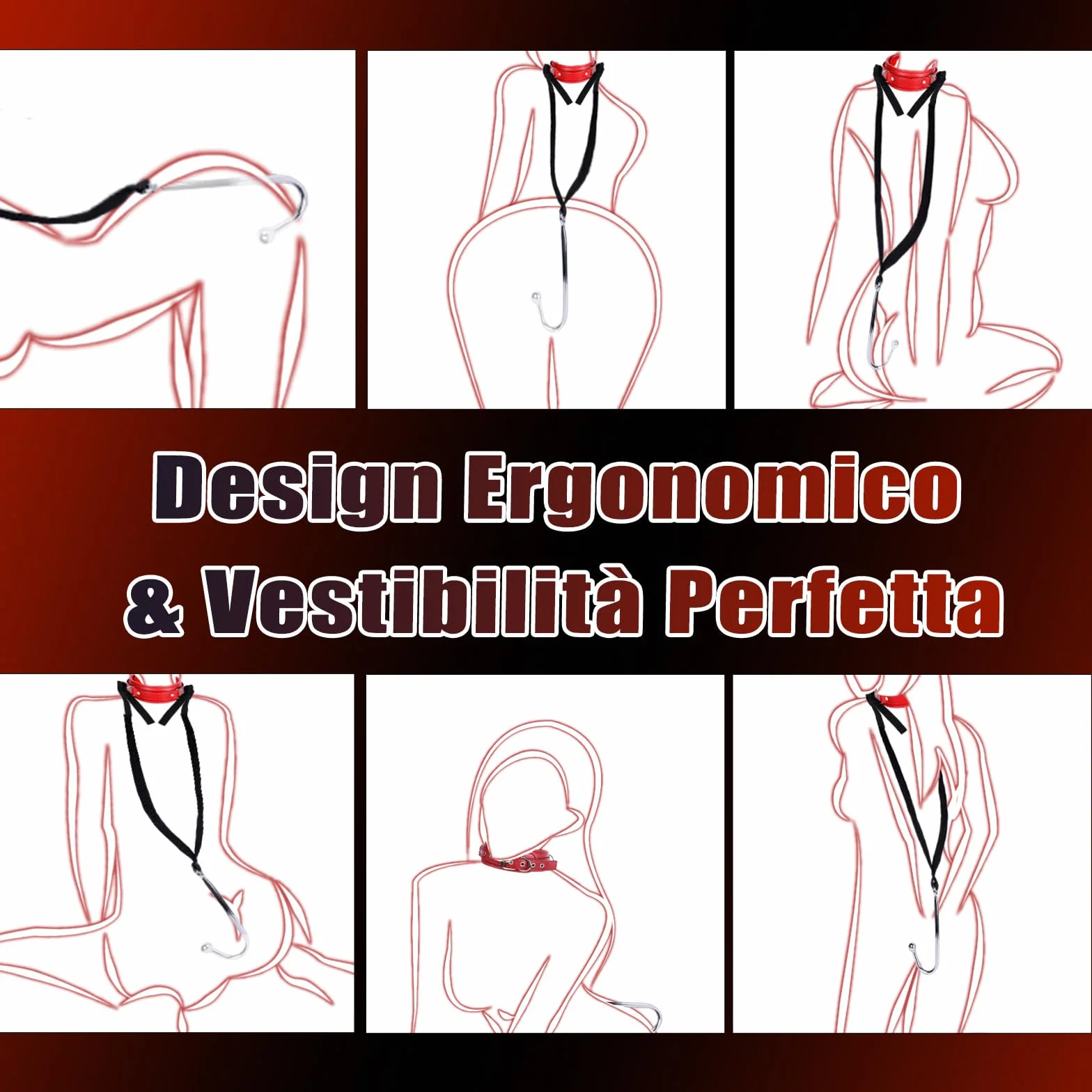 BDSM Bondage Kit Sexytoysys Coppia con Gancio Anale e Collare Giochi Erotici per Donna Uomo