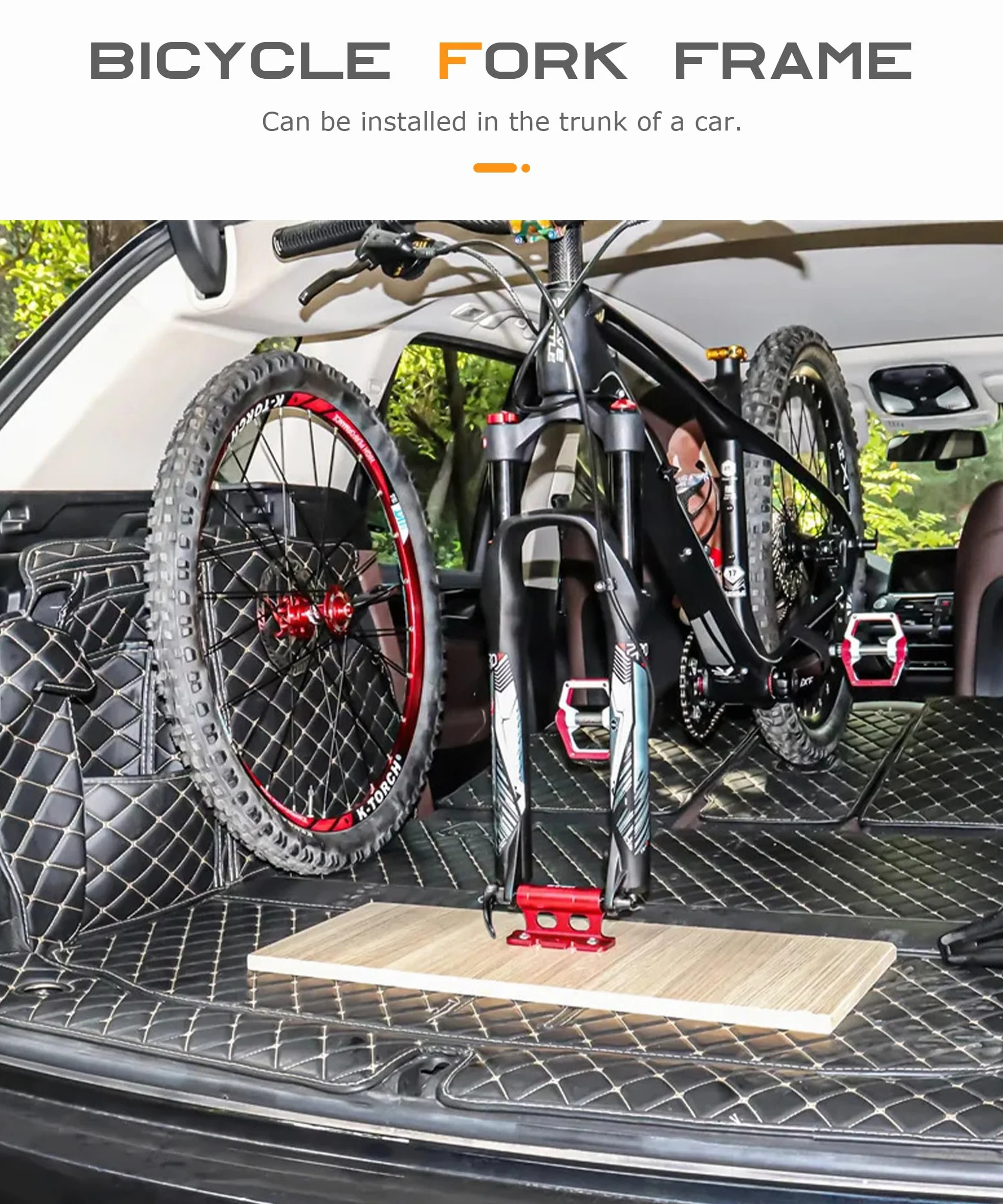 Flaconi Portabici da Automobile,Supporto Blocco Forcella Sgancio Rapido,Supporto Blocco per Forcella Anteriore Bicicletta,Adatto per la Maggior Parte Delle Auto,Camion,Biciclette, Rimorchi,SUV (Rosso)