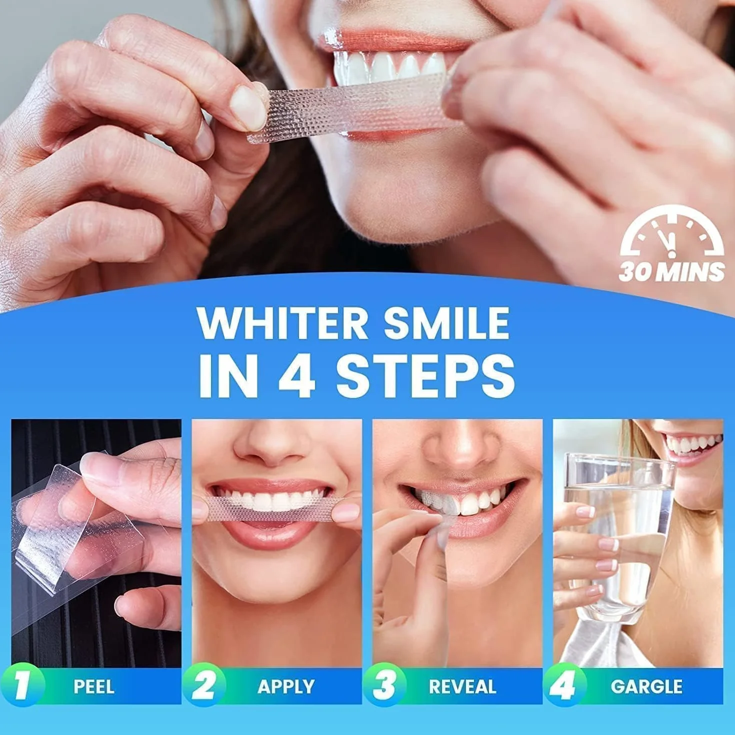 Sbiancante Denti Strisce Sbiancanti - 28 Strisce 14 Sessioni Rimuove Macchie Profonde