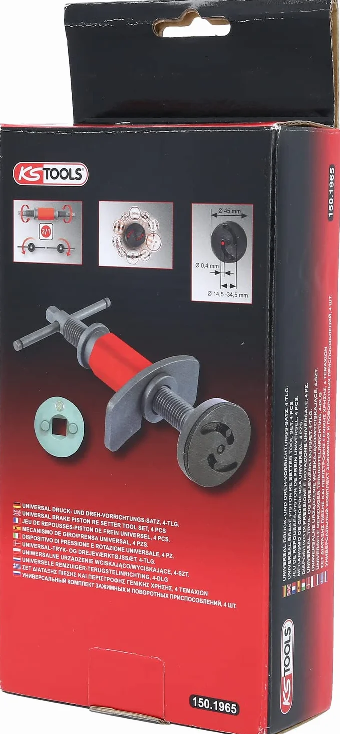 KS Tools 150.1965 Dispositivo di pressione e rotazione universale, 4 pz.