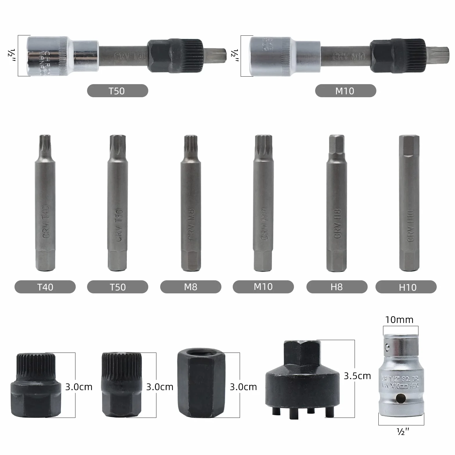 CCLIFE 13 pezzi chiavi smontaggio puleggia alternatore motore auto svita avvita 12.5mm 1/2''