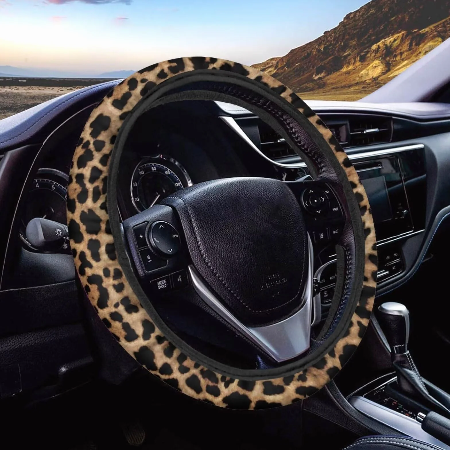 Wanyint Coprivolante Auto Universale da 38 cm/15 Pollici Antiscivolo Protezione per Volante a Stampa Leopardata per Uomo e Donna