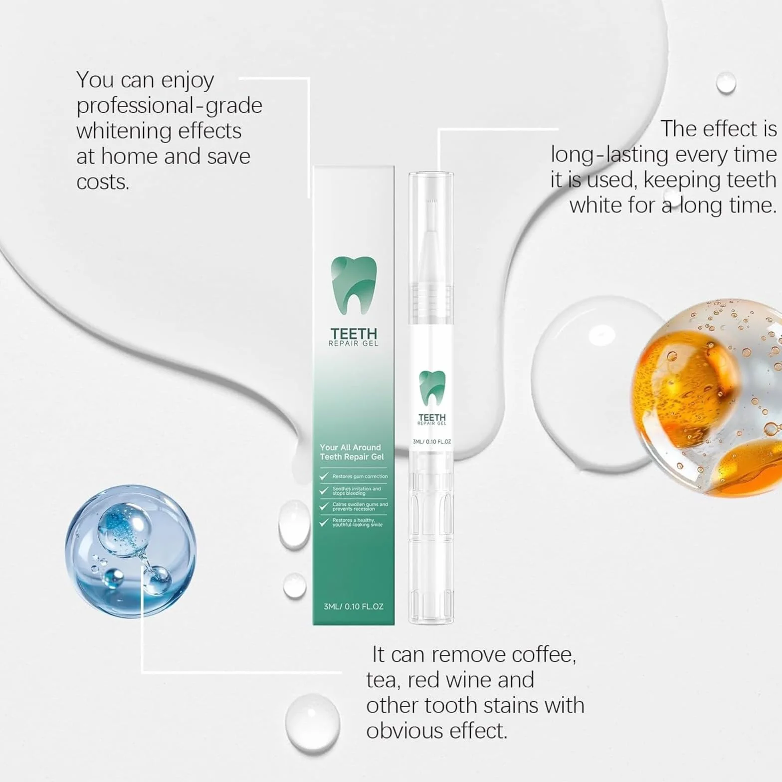 Gel riparazione denti, kit riparazione gengive, penna sbiancante denti, smacchiatore, protezione gengive