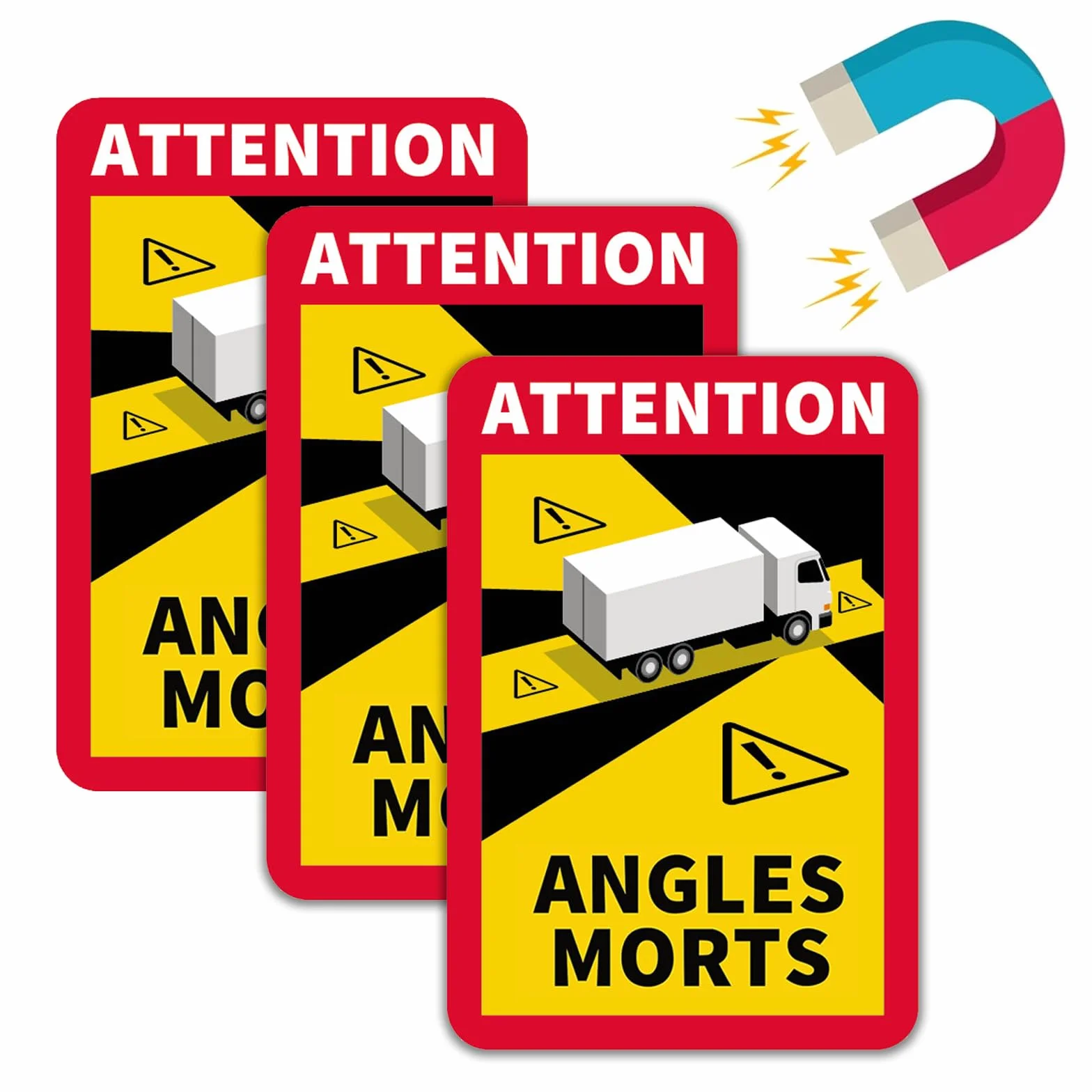 Adesivo Angolo Morto 17 x 25 cm Magnetico Francese "Angle Morts" per Camion e Camper Protezione UV