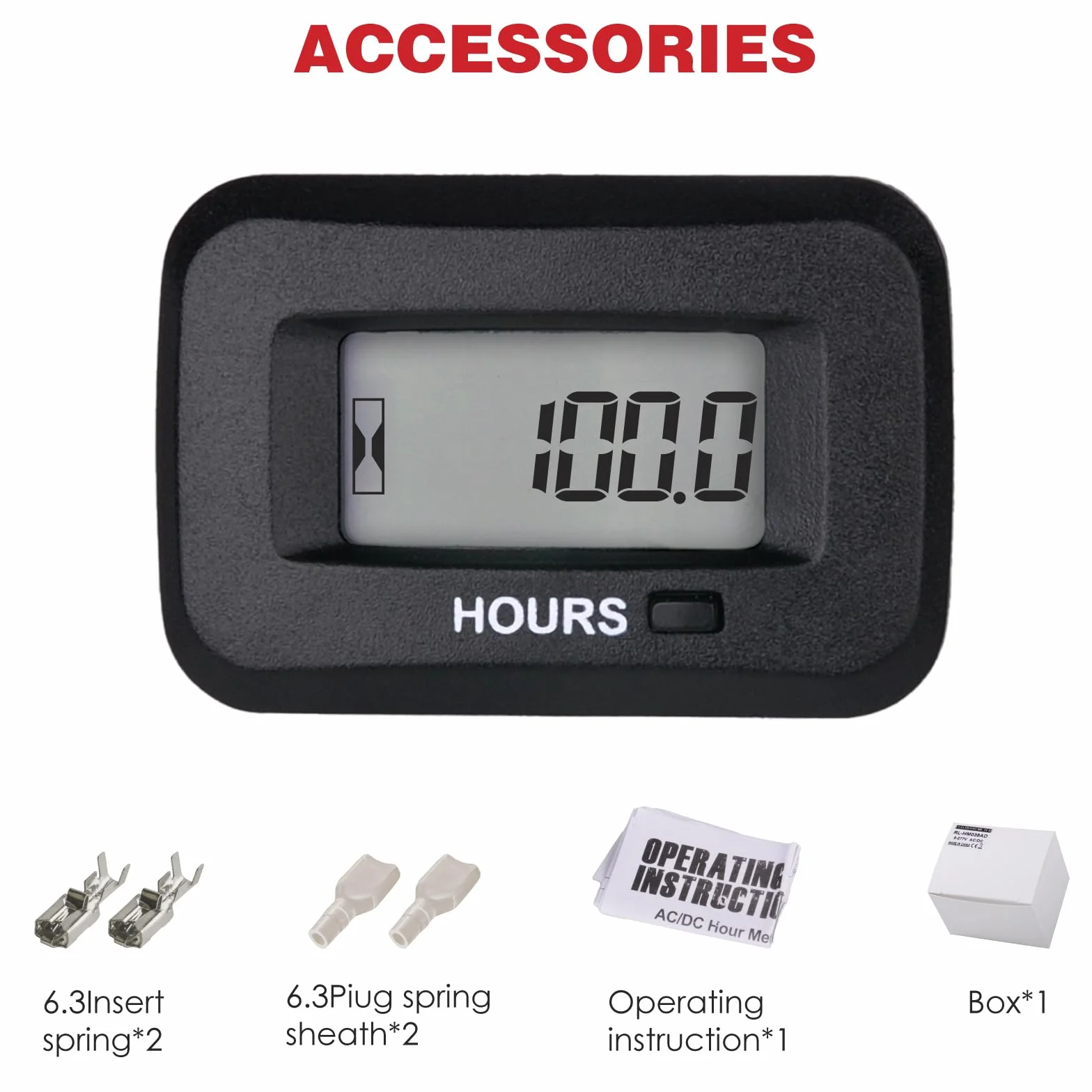 Contaore digitale RileyFine RQ-HM038AD, temporizzazione TOT, ore di lavoro parziali, impermeabile IP68, utilizzato per apparecchiature di alimentazione CA/CC come pompe interne e fuoribordo, generat