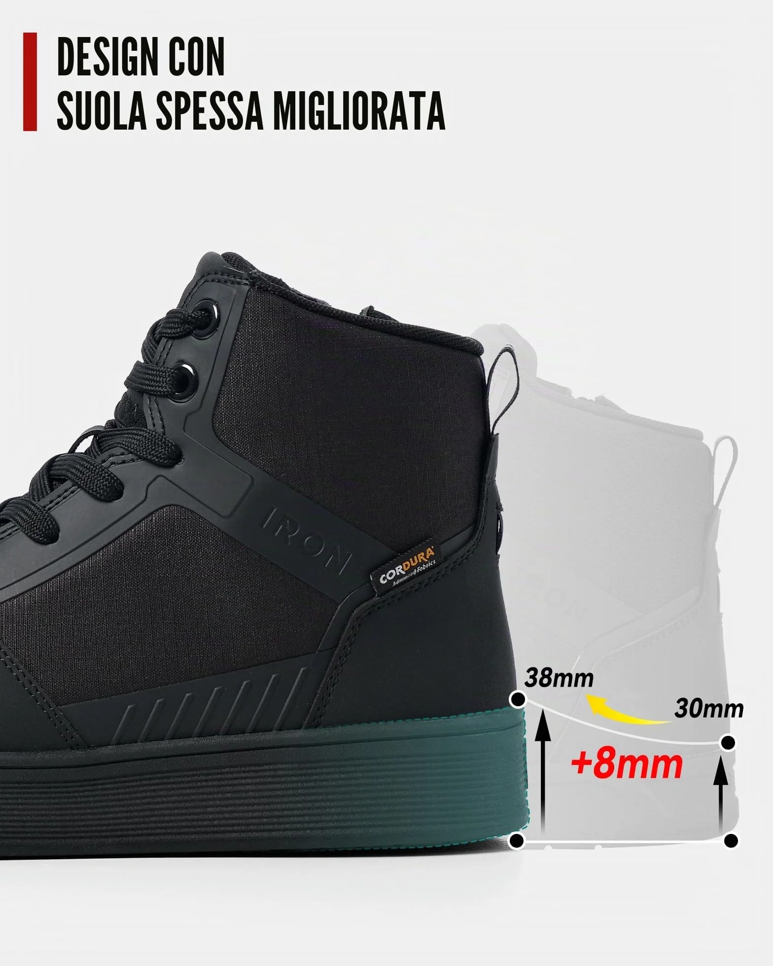 RIDEIRON Scarpe Moto Uomo Stivali Moto Normativa CE Adatti a Tutte Le Stagioni, Impermeabili Antiscivolo Traspiranti alla Moda e Comodi Nero