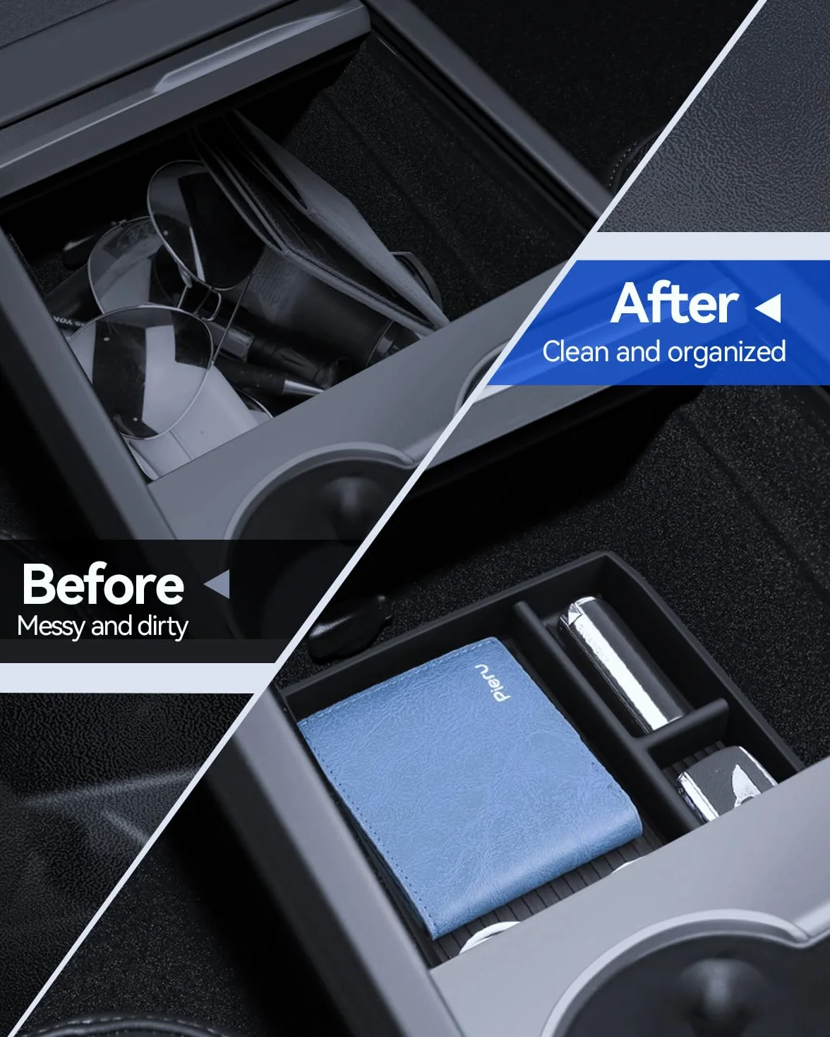 4 pezzi accessori per Tesla Model 3 2024 organizer per console centrale, vassoio organizer in silicone, contenitore per bracciolo e scatola nascosta Tesla Model 3 2024 Highland