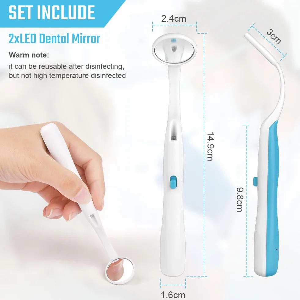 ACWOO Specchio Dentale con Luce Antiappannamento, 2PCS Specchi per Cura Orale