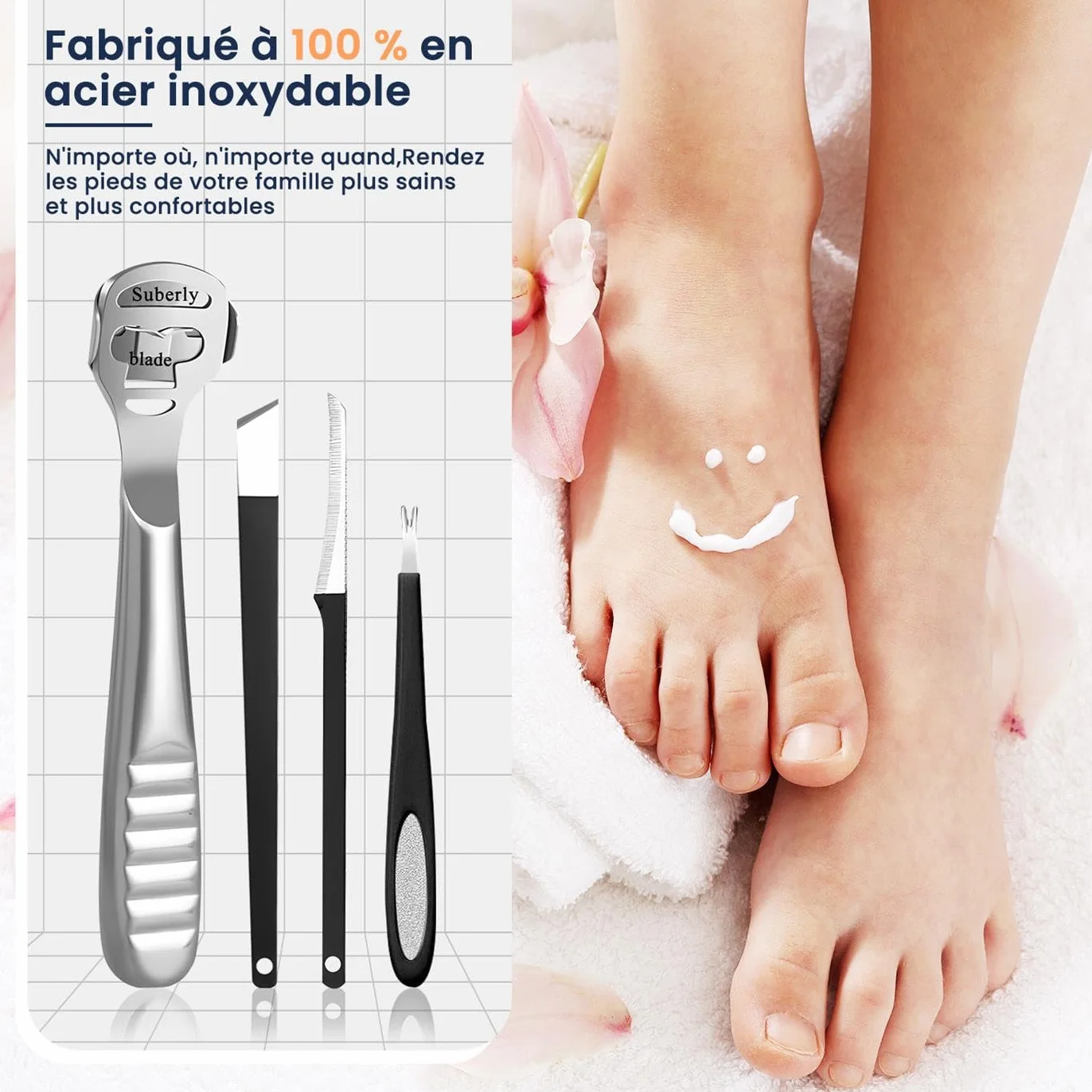 iZoeL Zestaw do Pedicure, 1 Raschietto Rasoio, 10 Lame Wymienne, Stal Nierdzewna