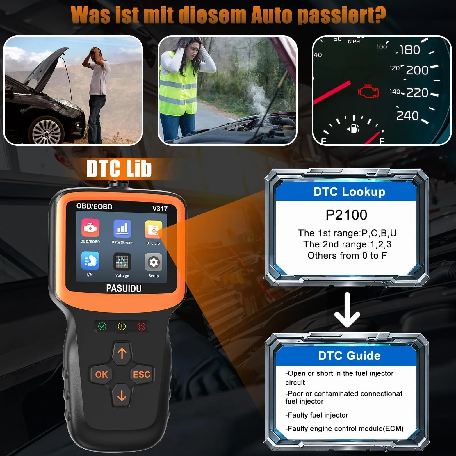 Scanner Diagnostica Auto OBD2 Bluetooth Lettore Veicoli OBDII