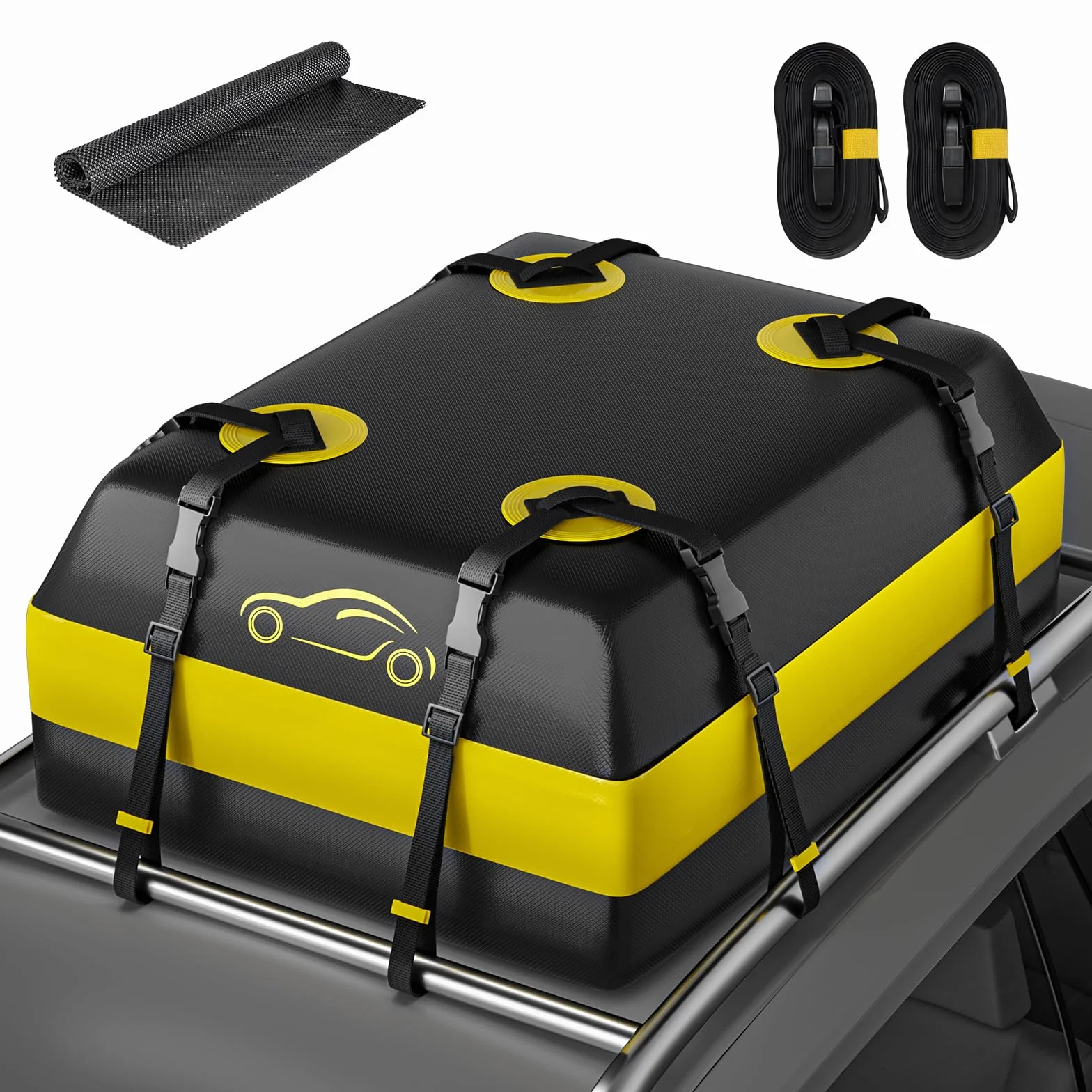 Borsa Da Tetto Per Auto Impermeabile, Box Tetto Auto Con Tappetino Antiscivolo, Box Da Tetto Auto Adatta a Tutti i Veicoli Con/Senza portapacchi (15 Piedi Cubi)