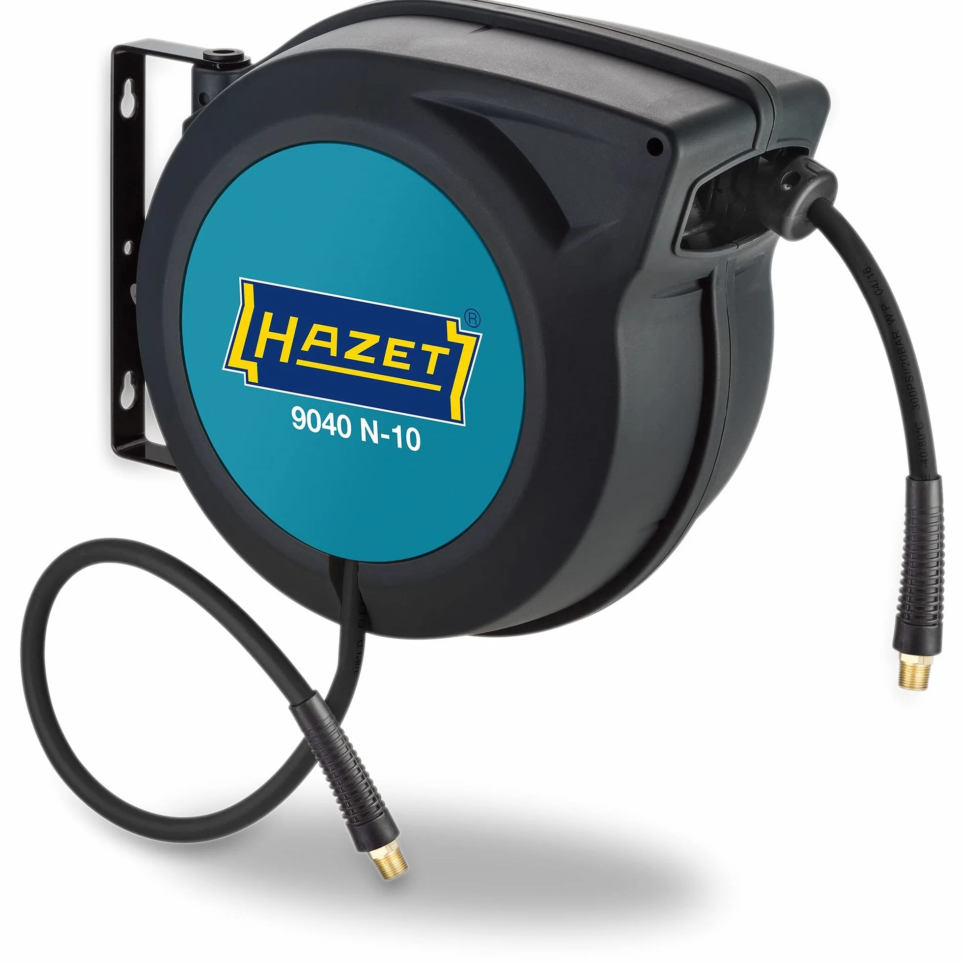 HAZET Avvolgitubo con attacco rapido 9040N/2 I con funzione di arresto in qualsiasi punto, avvolgimento frenato I per aria compressa o acqua