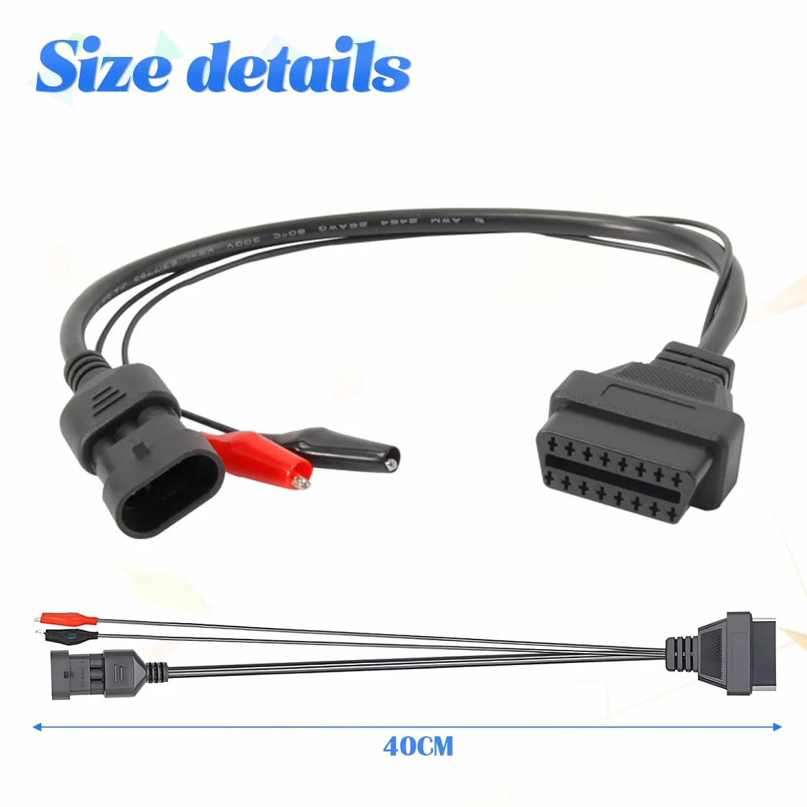 CGEAMDY Cavo Adattatore OBD2 3 Pin a 16 Pin per Auto Diagnosi