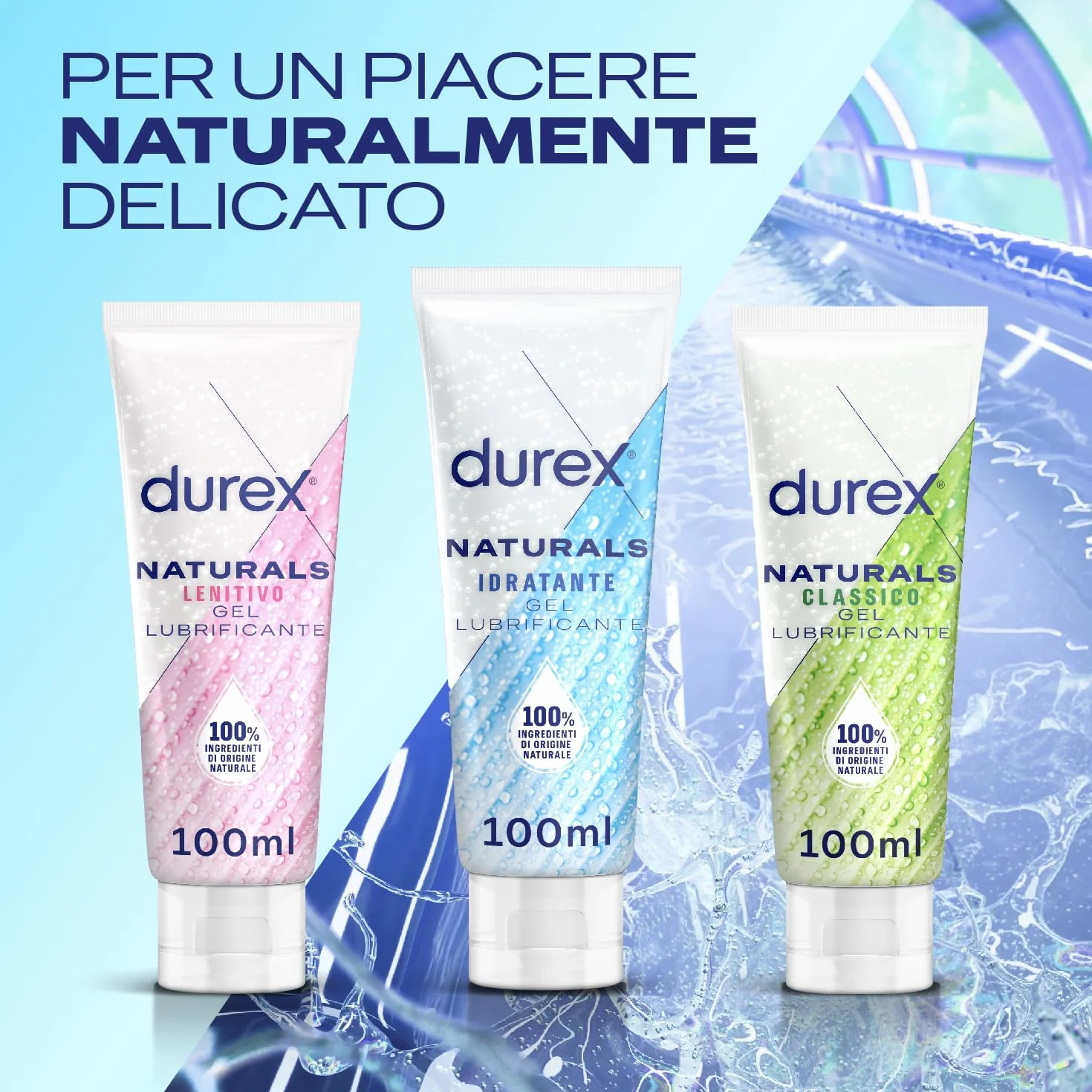 Durex Naturals Gel Lubrificante Intimo Idratante con Acido Ialuronico 100 ml