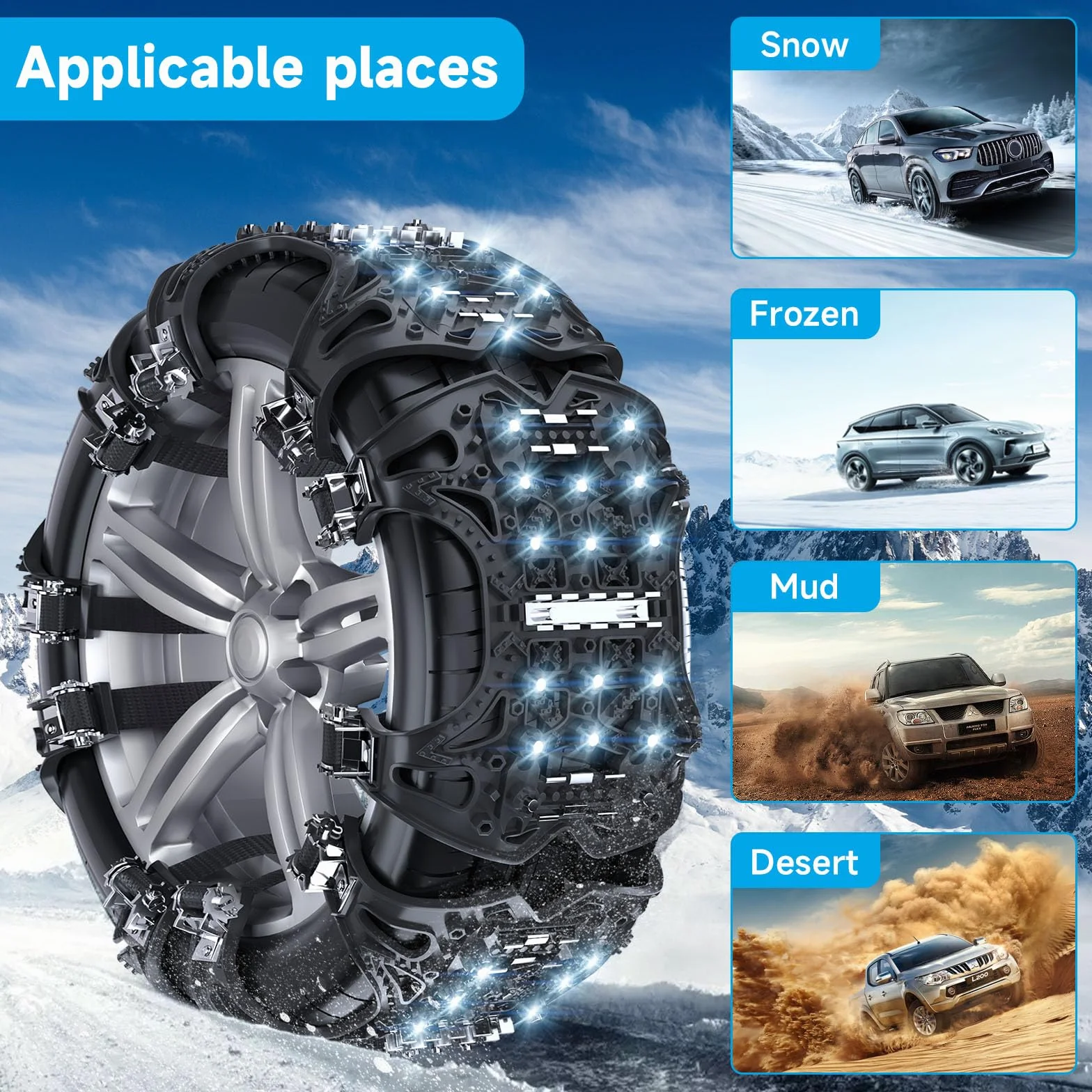 FethFire Catene da Neve Universali,6 Pezzi Catene Neve Auto per Auto SUV con Larghezza Pneumatici 165-285 mm