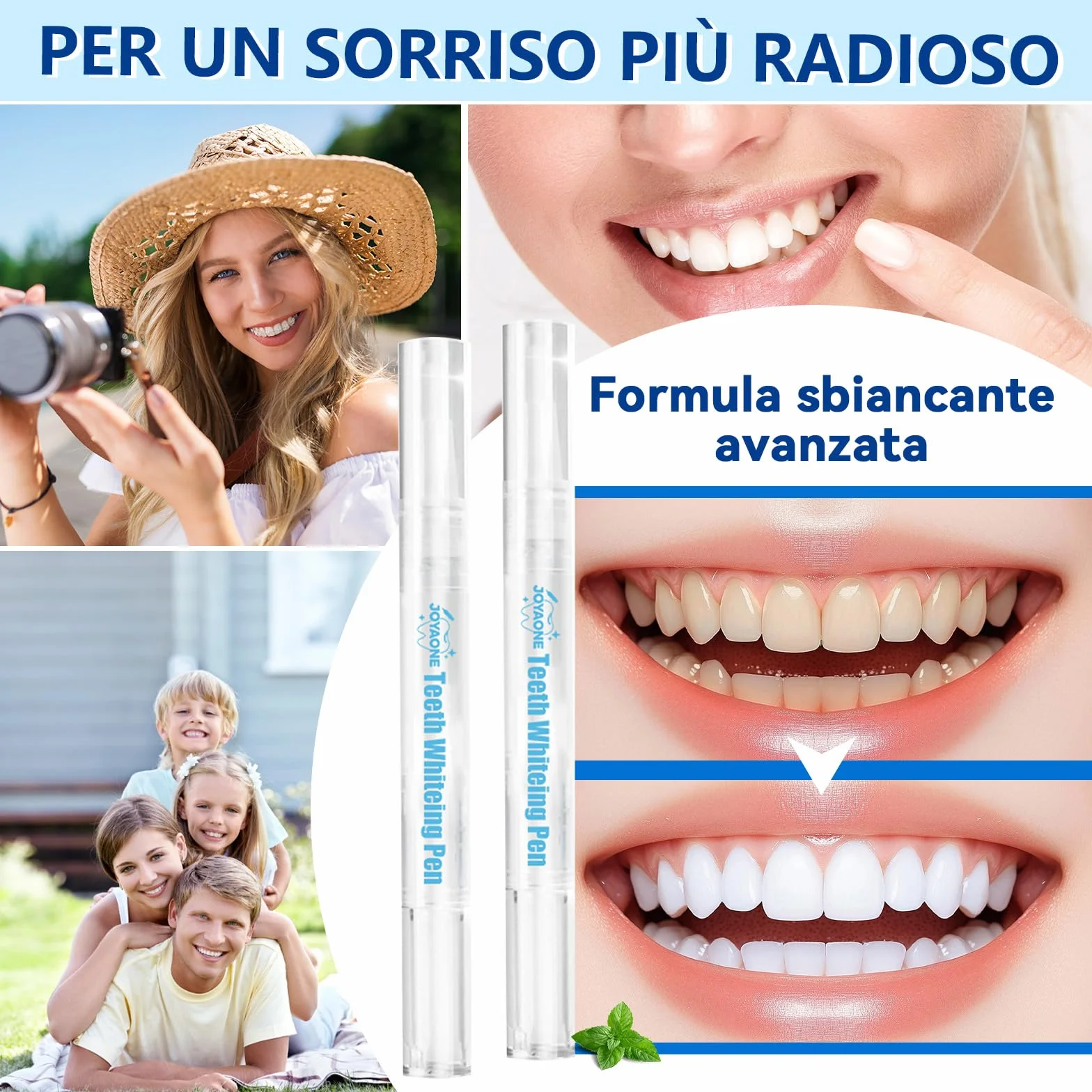 Gel sbiancante per denti 4 pezzi smacchiatore azione rapida 8 ml