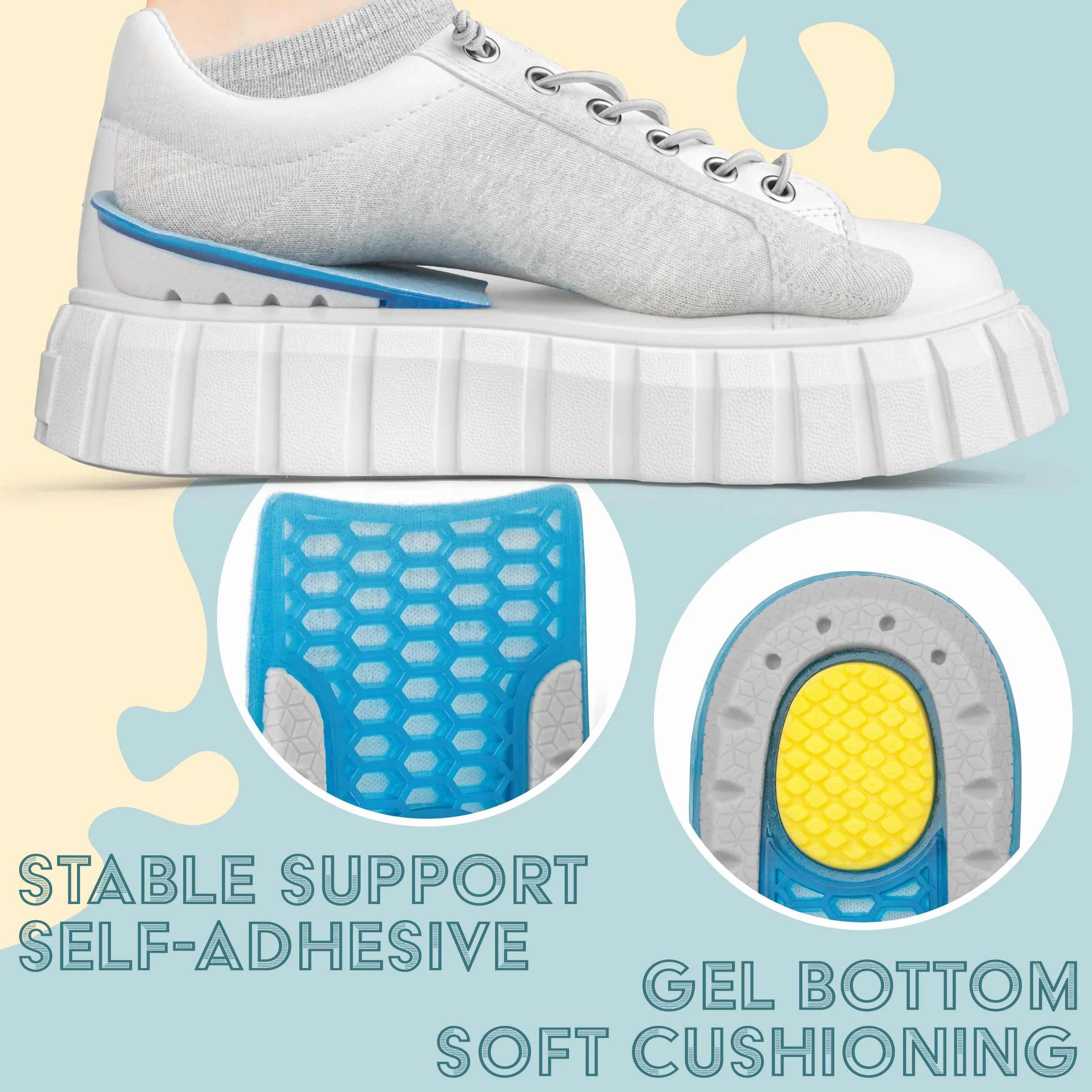 Talloniera In Gel Solette Rialzate 3 cm 2 Paia per Tallonite Spina Calcaneare Correzione Altezza