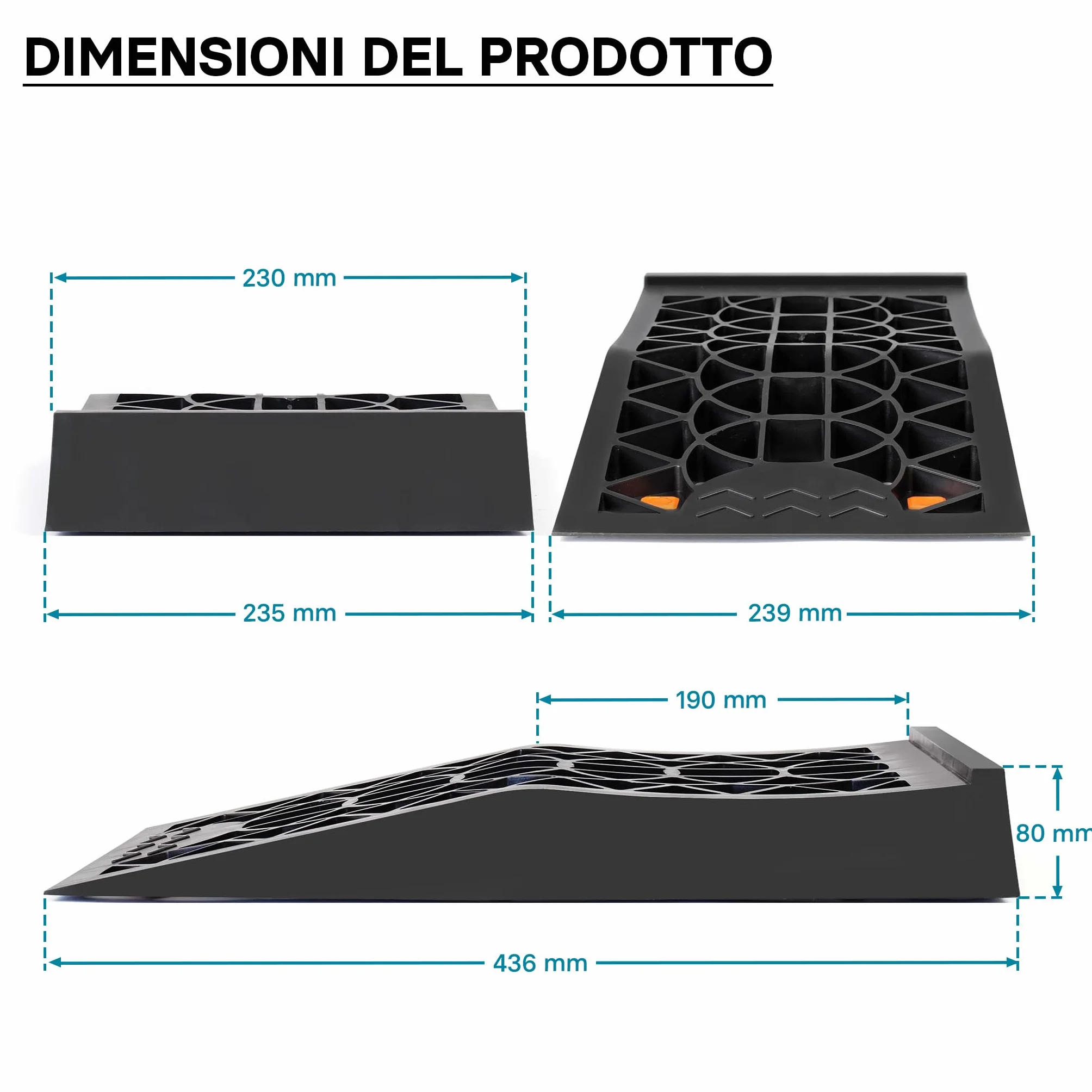 Wiltec Cunei livellatori auto veicoli 2 pz. max 3 t Rampa di livellamento in plastica