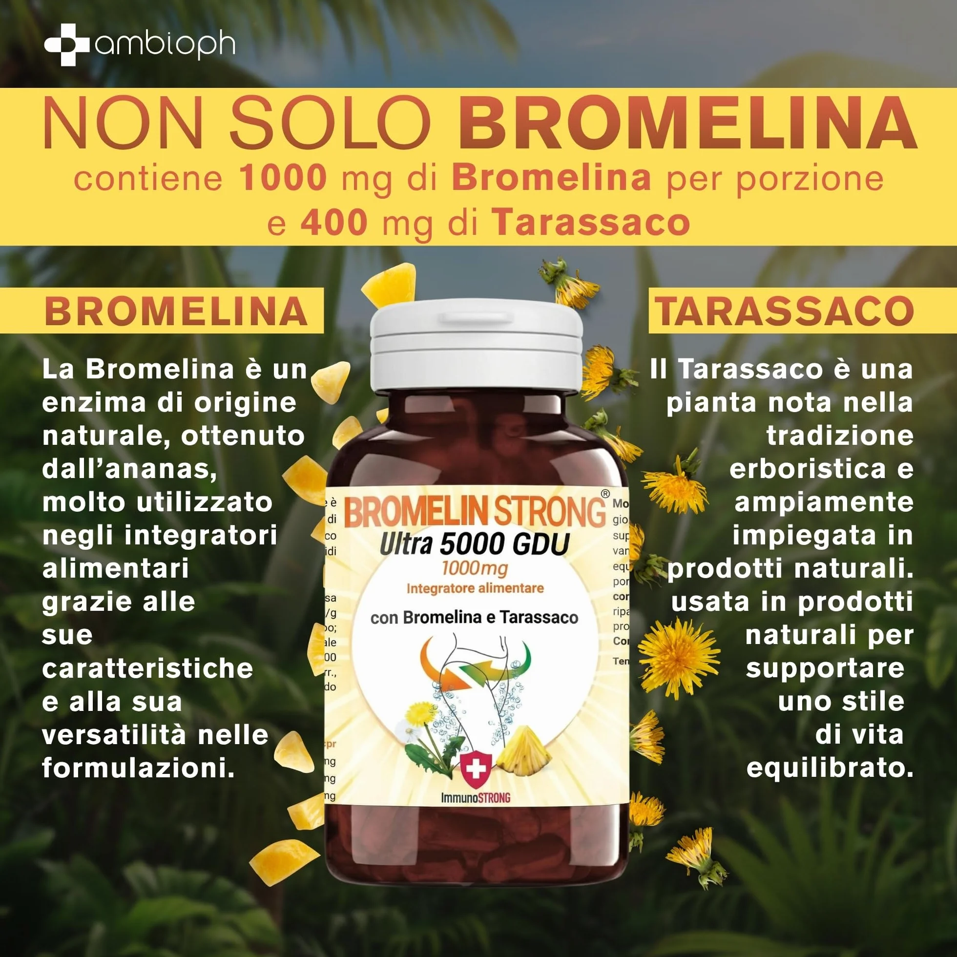 Bromelina Forte 5000 Gdu Purissima Alta Concentrazione Con Tarassaco 120 Compresse ImmunoSTRONG