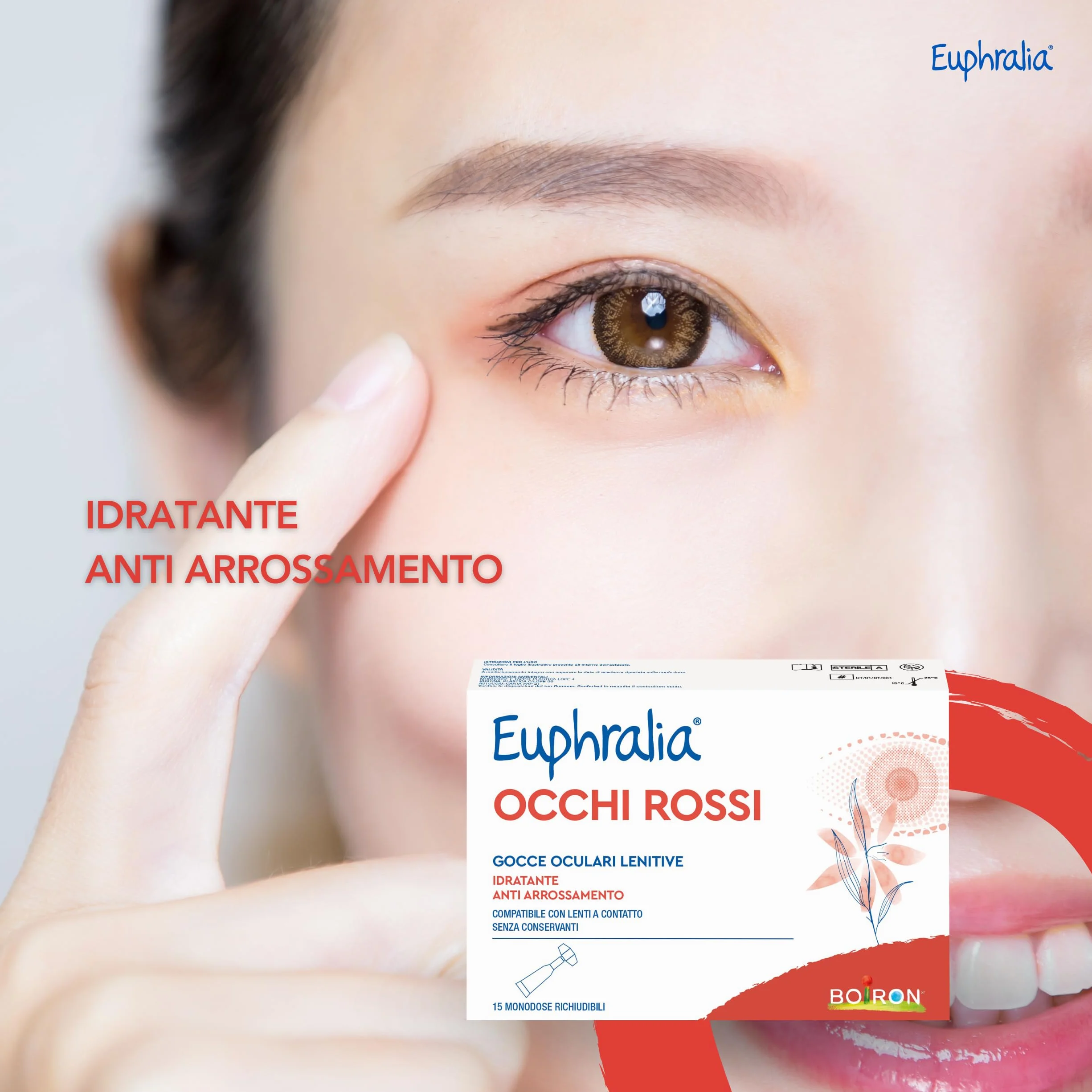 Euphralia Occhi Rossi Gocce Oculari Lenitive 15 Monodose Acido Ialuronico Camomilla