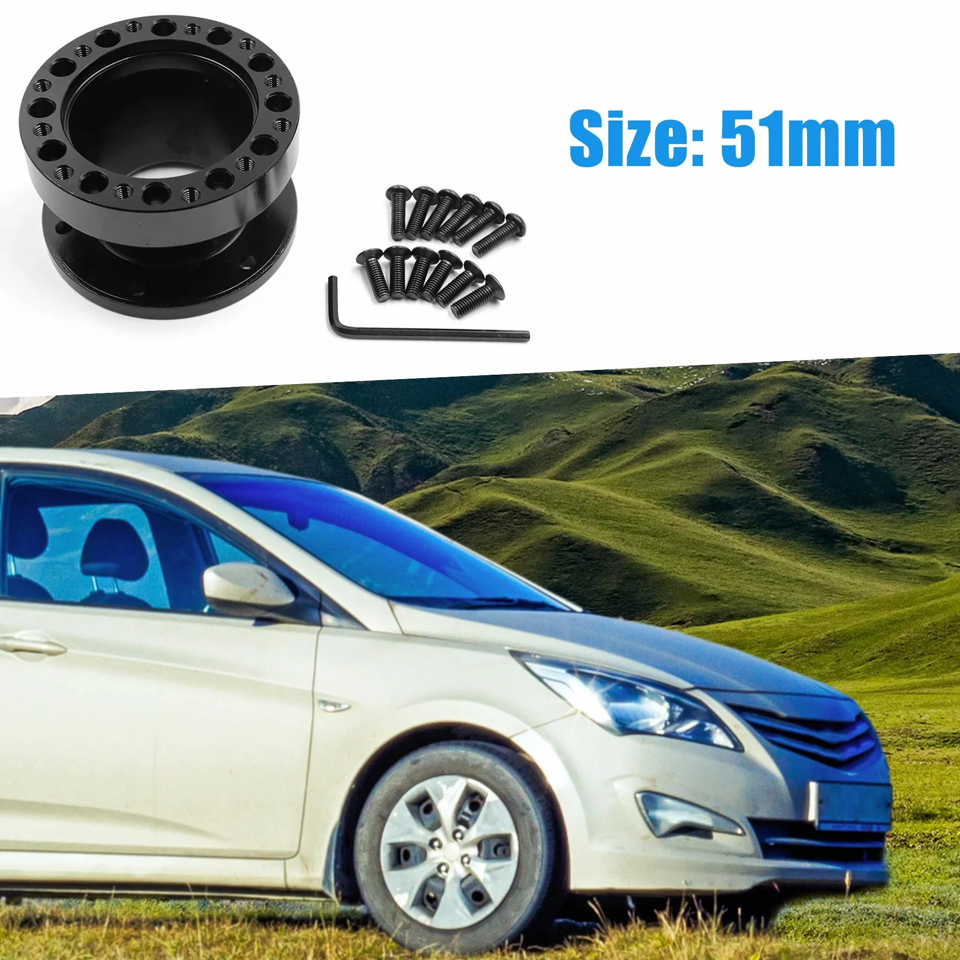 ABSOPRO Altezza Sterzo Ruota Mozzo Adattatore Distanziale 51mm Alluminio Lega Nero
