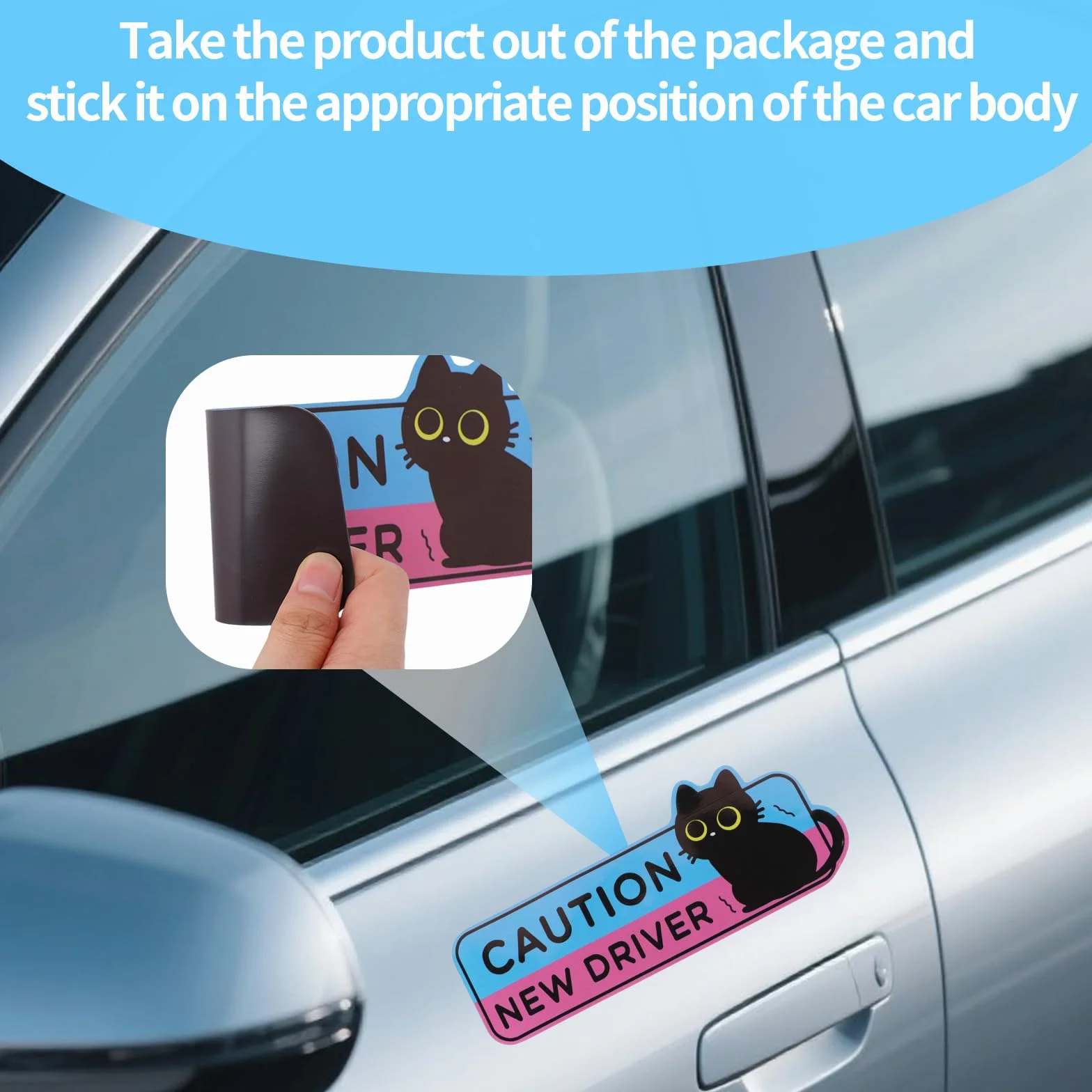 MagnetiAuto Gatto Nero Driver Gatto Tremolante Cartone Animato Segnali Sicurezza Adesivi Magnetici Paraurti Auto Neopatentati