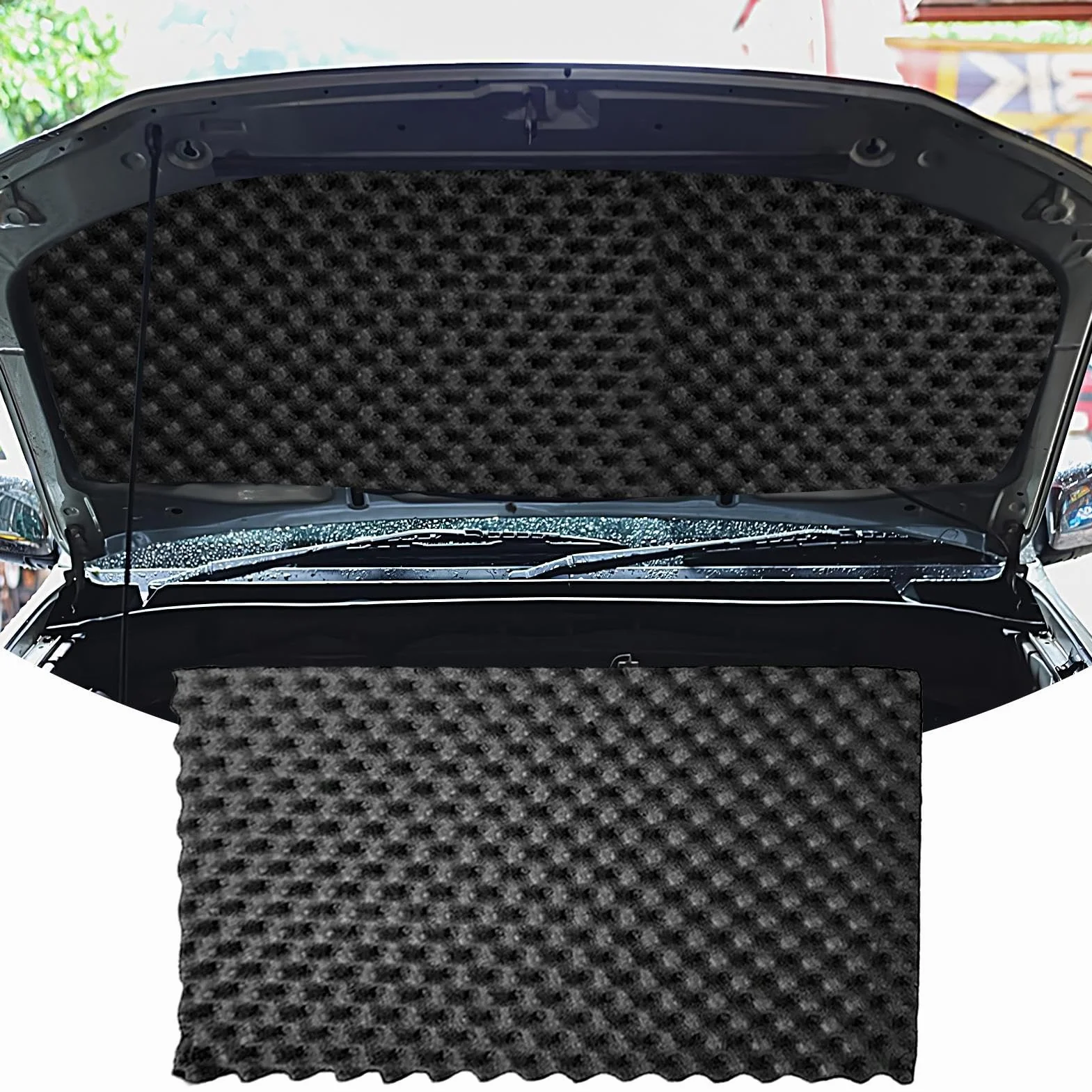 Schiuma fonoassorbente, tappetino isolante fonoassorbente termico per auto - Isolamento acustico per isolamento termico e acustico per auto | Schiuma resistente al calore per cofano auto,