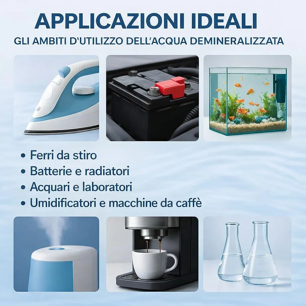 GiDeli Acqua demineralizzata 5x5 l distillata per ferro da stiro batterie refrigeratore umidificatore