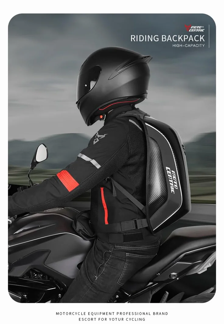 48L Moto Zaino Casco Borsa Impermeabile In Fibra di Carbonio Moto Zaino Guscio Rigido Riflettente Moto Valigia