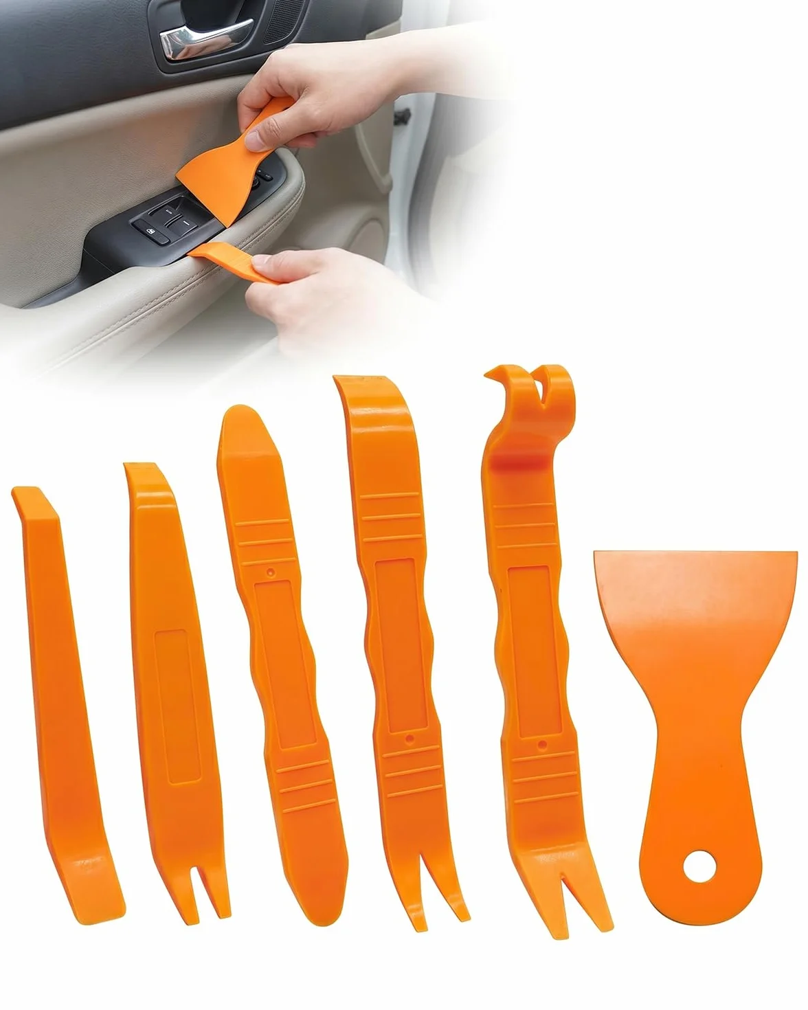Kit Attrezzi Smontaggio Auto 6 Pezzi | Leve in Plastica Senza Graffi per Interni Auto, Pannelli Porta, Cruscotto, Radio e Rimozione Clip