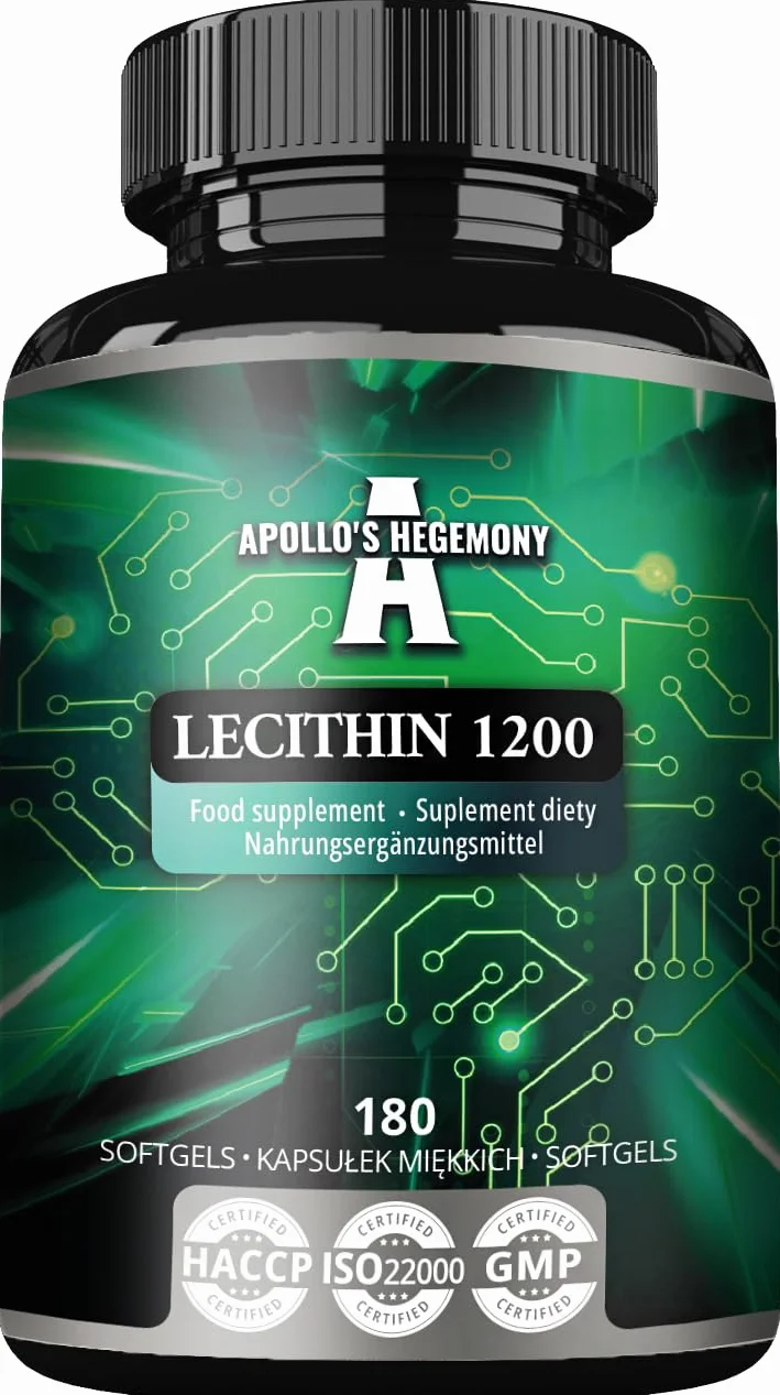 Lecitina 1200mg con Vitamina E 180 Capsule Softgel Integratore di Lecitina di Soia