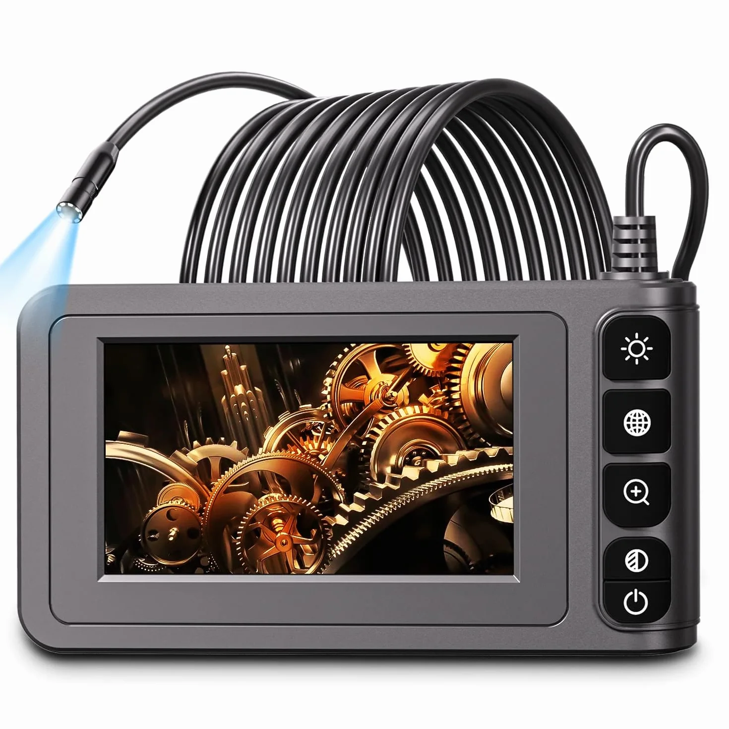 SKYBASIC Endoscopio Industriale 4,3 Pollici Schermo LCD Telecamera di Ispezione IP67 Impermeabile 5M Cavo Semirigido