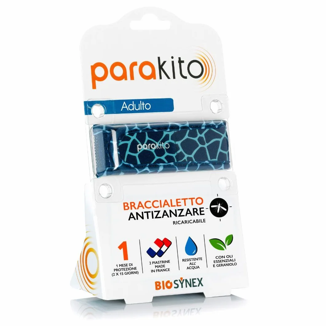 PARAKITO Braccialetto Antizanzare 2 Ricariche 1 Mese Protezione Senza DEET Modello Giraffa Taglia Adulta