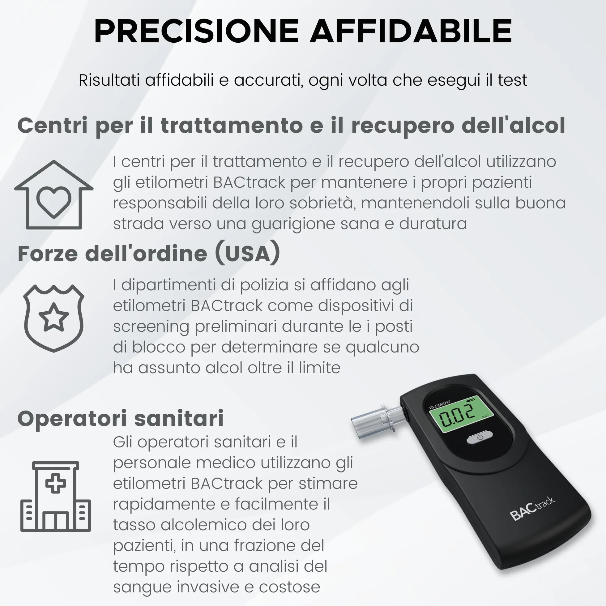 BACtrack Etilometro Element, Precisione di Livello Professionale, Conformità DOT & NHTSA, Etilometro Portatile uso Personale e Professionale