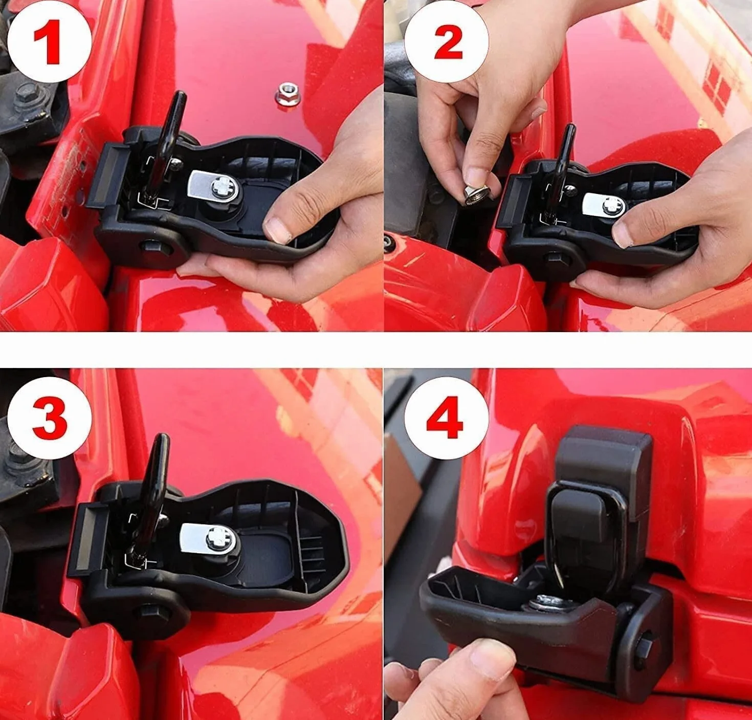 Kit Chiusura Cofano Antifurto per Jeep Wrangler JL JLU 2018-2022 Gladiator JT 2020+, 1 Paio
