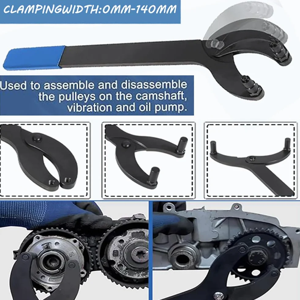 Chiave di Serraggio per Alberi a Gomiti 420mm Apertura Max 146mm Metallo ABS Nero Compatibile VW Audi Skoda