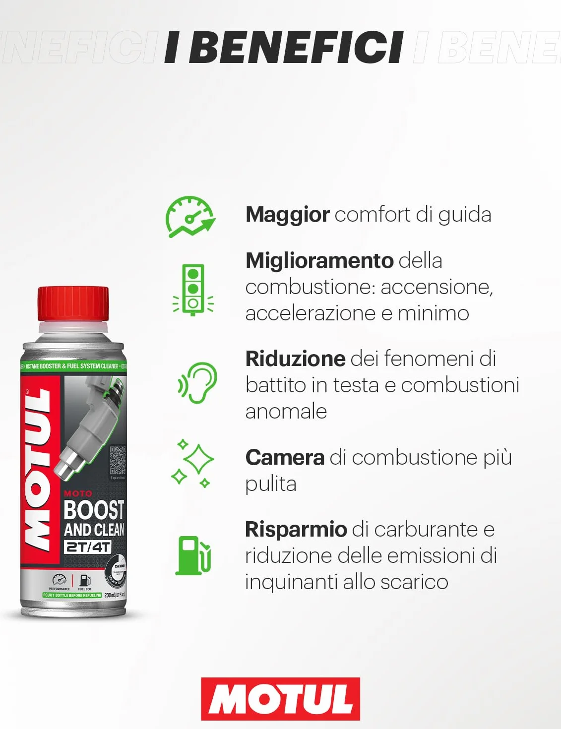 Motul Boost and Clean Moto 200 ml Additivo Ottano Detergente 2T 4T