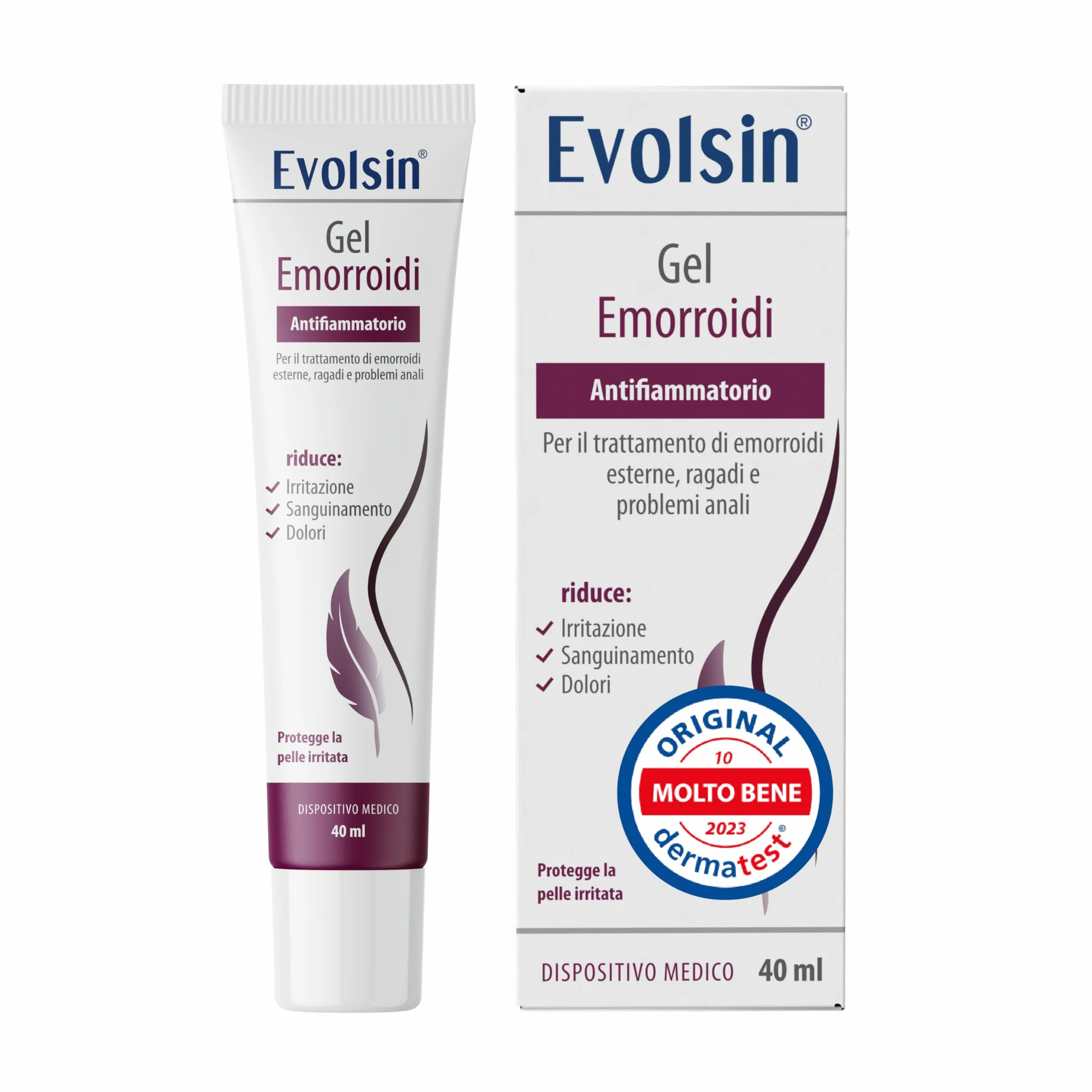Evolsin Gel per emorroidi 40ml riduce dolore sanguinamento prurito