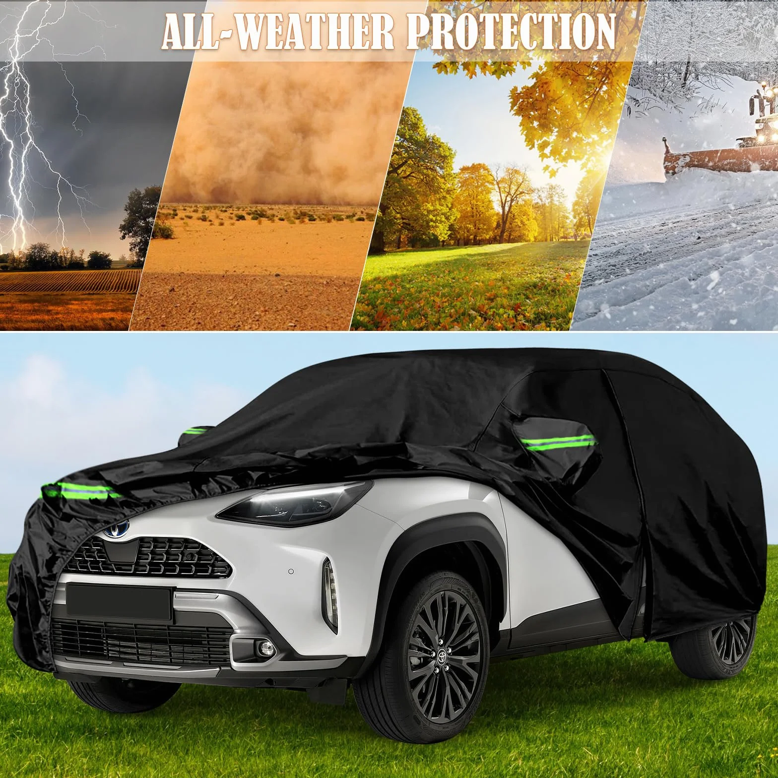 Telo Copriauto Impermeabile Compatibile con 2020-2024 Toyota Yaris Cross, Telo Copri Auto, Copertura Auto Per Esterno protezione da sole, neve, pioggia, polvere con cerniera e fasce antivento