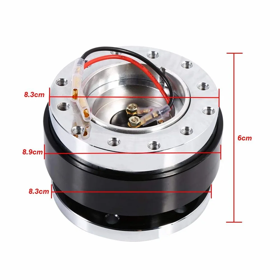 Volante a sgancio rapido universale 6 fori kit adattatore mozzo lega alluminio nero
