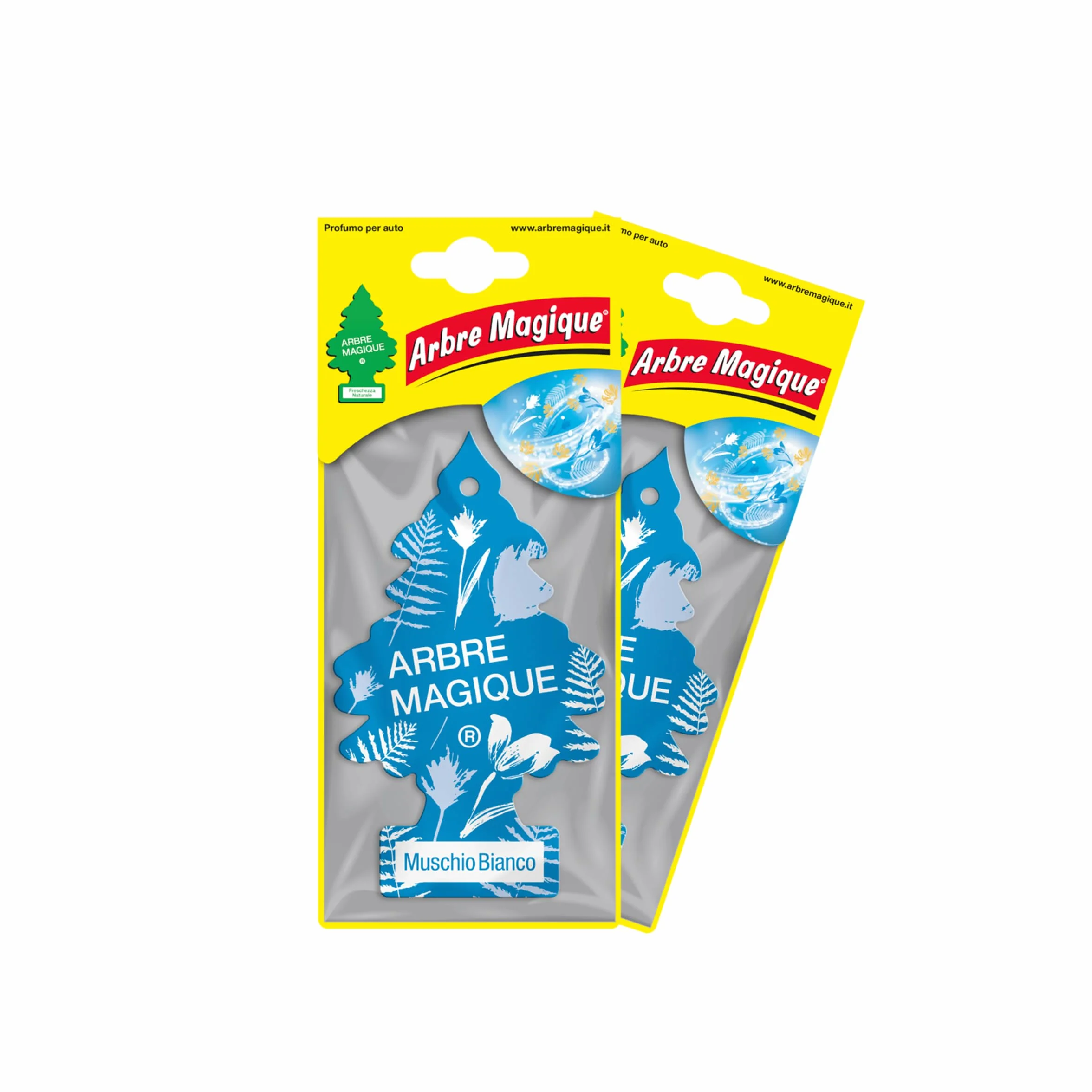 Arbre Magique Duo Pack Muschio Bianco Profumatore Auto 7 Settimane Fragranza Fresca