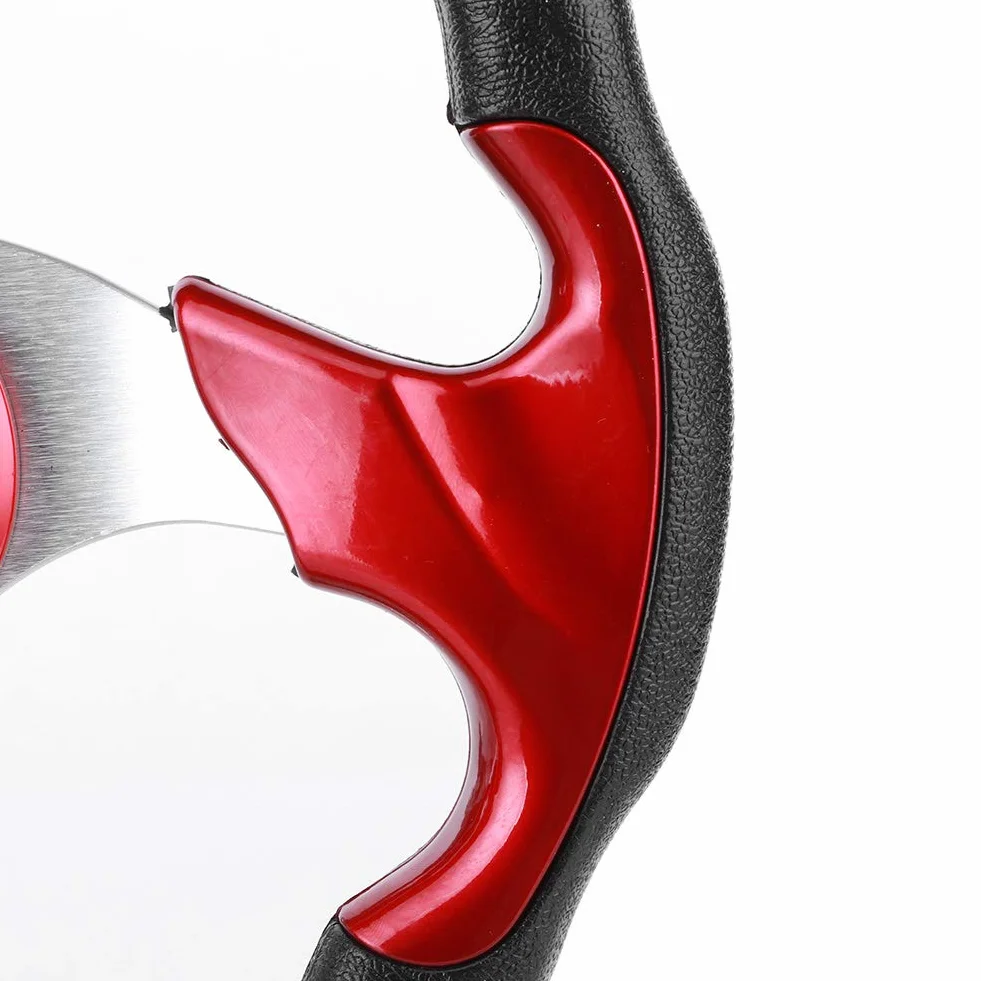 Volante sportivo in fibra di carbonio 320 mm rosso con pulsante clacson
