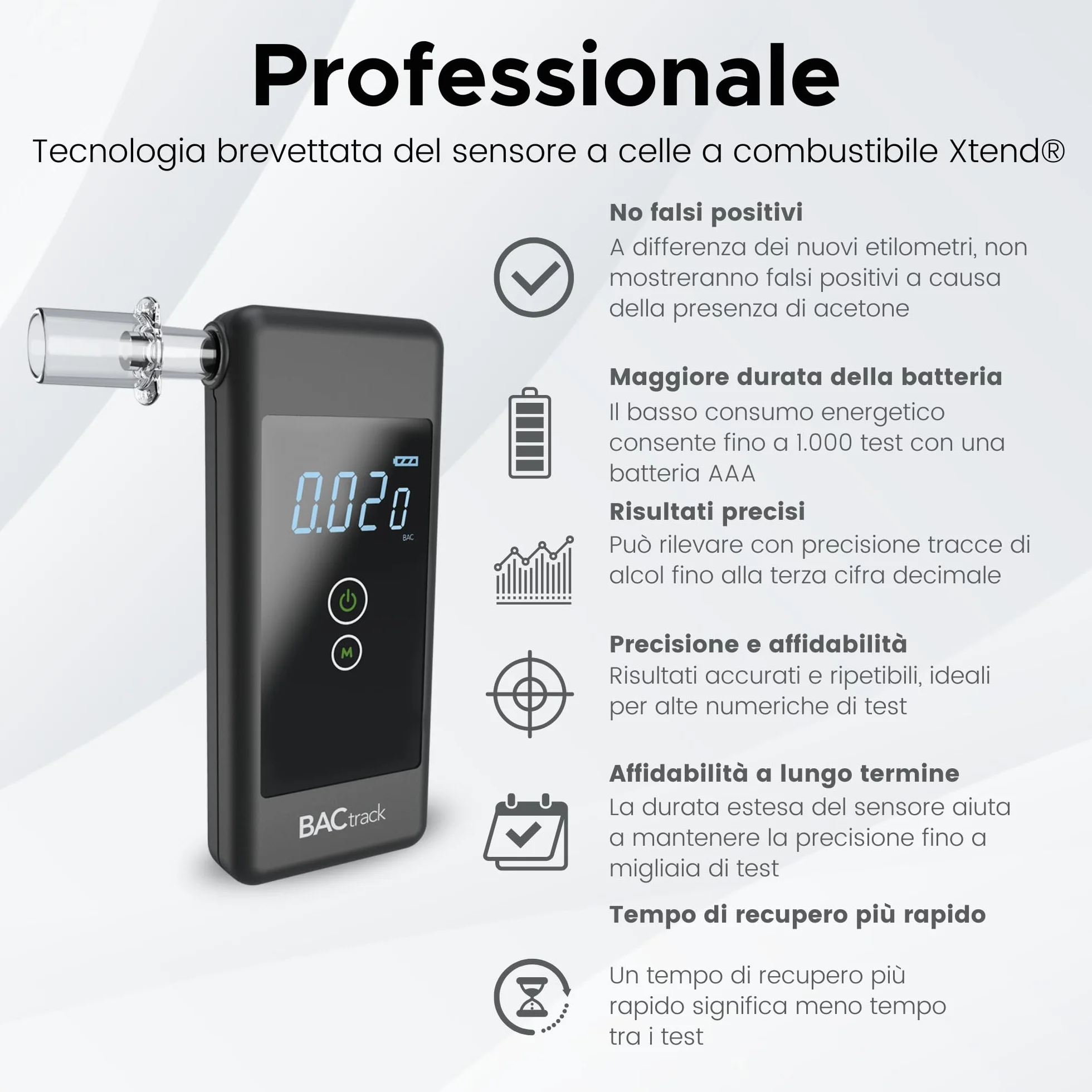 BACtrack Etilometro Trace, Precisione di Livello Professionale, Conformità DOT & NHTSA, Etilometro Portatile per uso Personale e Professionale