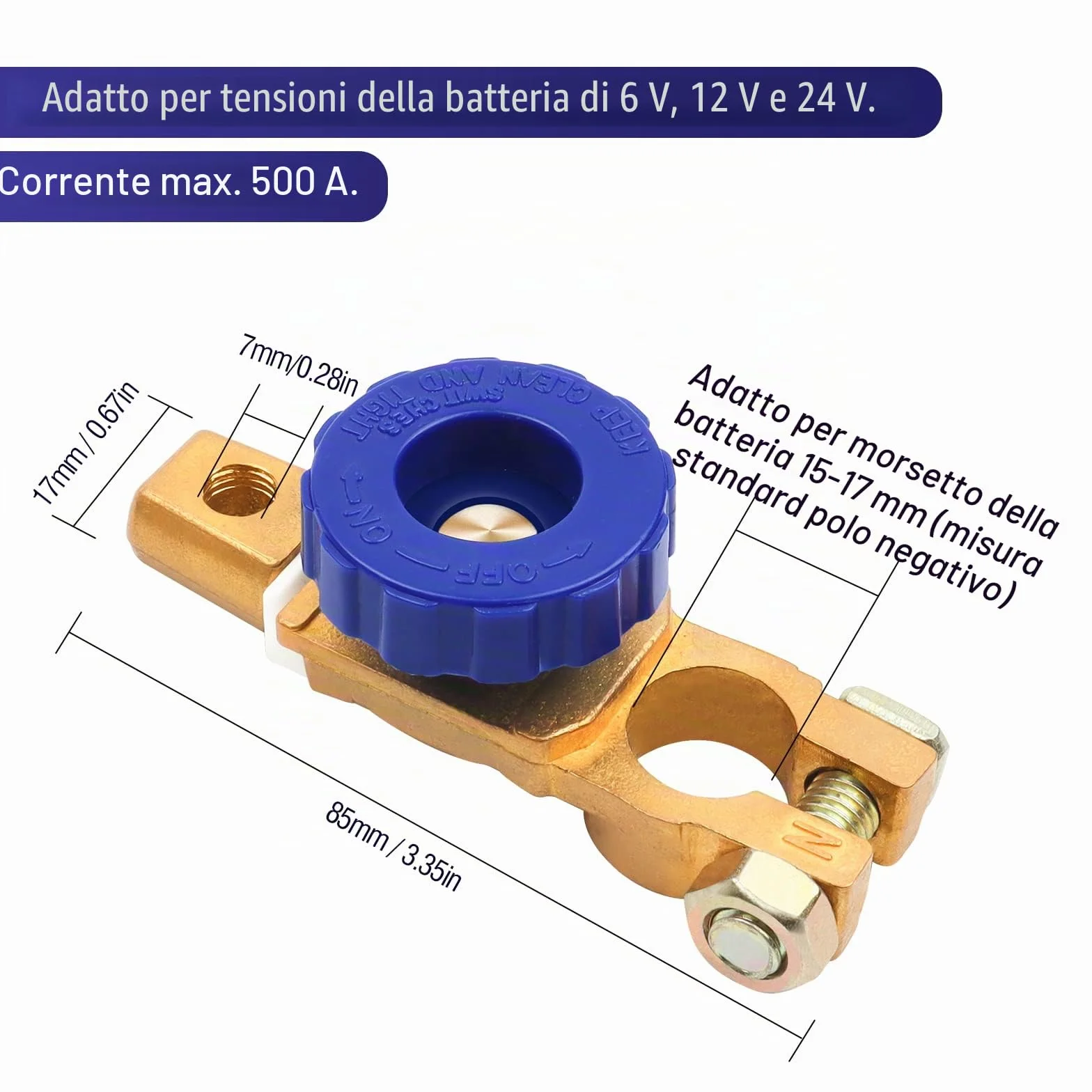 Bolatus Interruttore di separazione della batteria, 12 V/24 V, interruttore principale della batteria, interruttore della batteria, interruttore principale per auto, camion, barca, veicoli