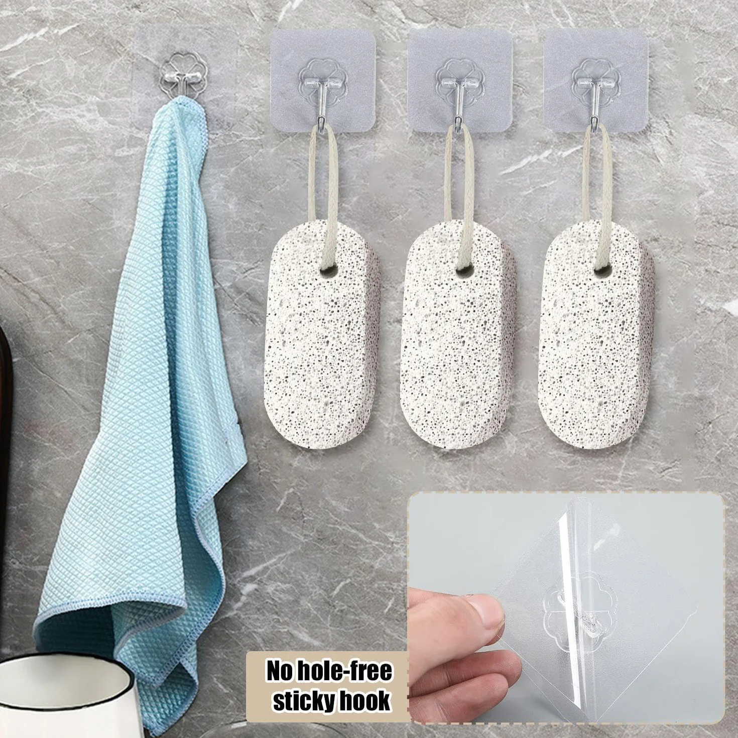 Strumenti di Pedicure, Accessori per la Cura del Piede, 4 Pezzi di Pietra Ovale e 2 Ganci