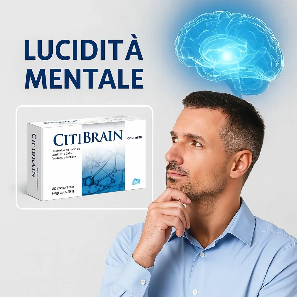CITIBRAIN Integratore Memoria e Concentrazione Colina Vitamine B1 B6 Vitamina E Zinco Selenio Funzioni Cognitive Made in Italy