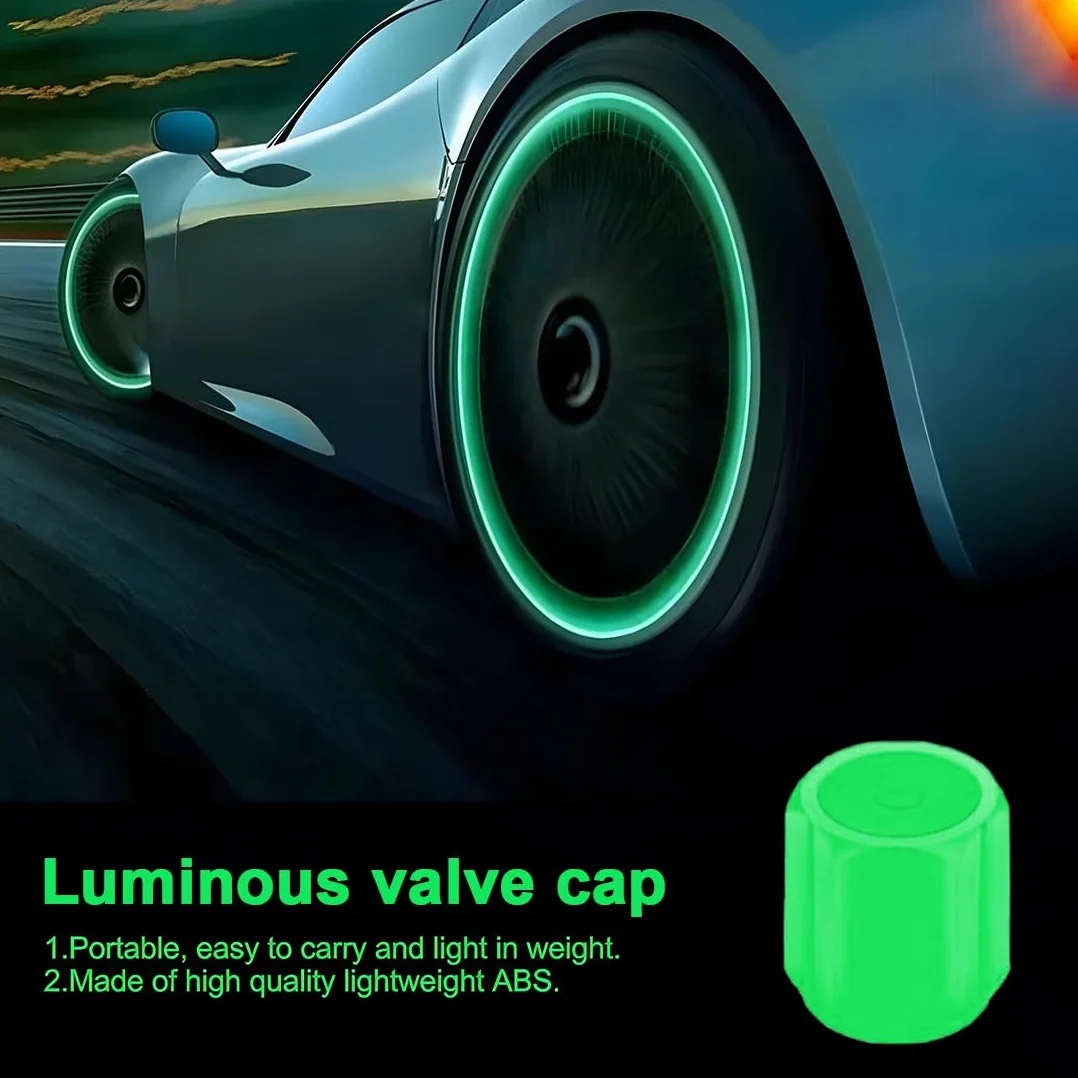 Tappi Valvola Auto Fosforescenti Luminosi Universali (Verde, Rosa, Rosso, Blu, Giallo, Arancione)
